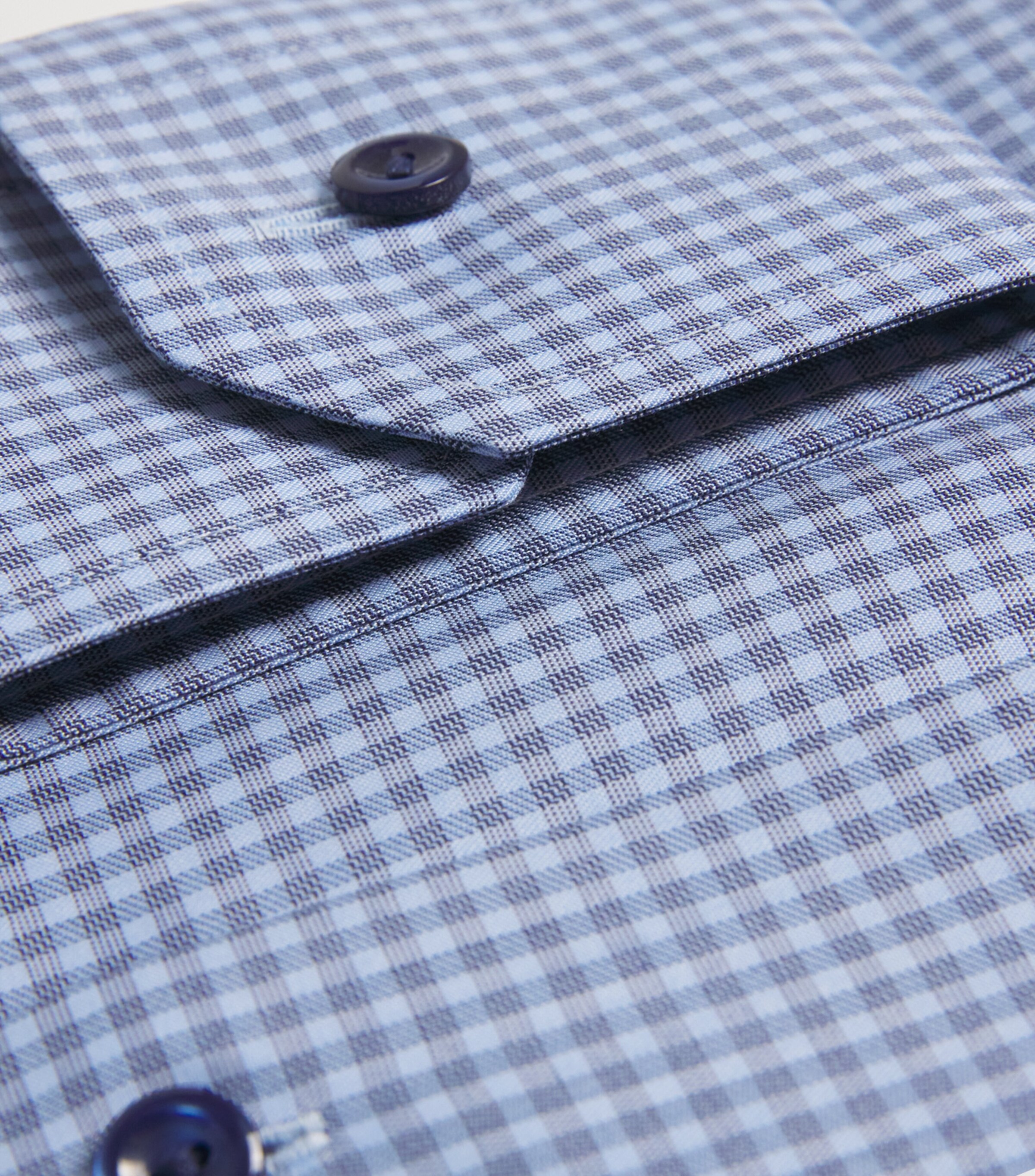 Cotton Twill Check Slim Shirt 26 DARK BLUE Image 5
