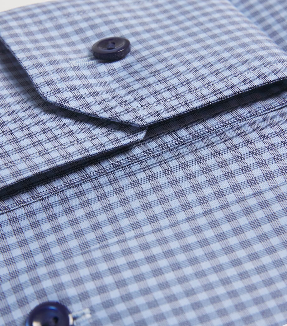 Cotton Twill Check Slim Shirt 26 DARK BLUE Image 5