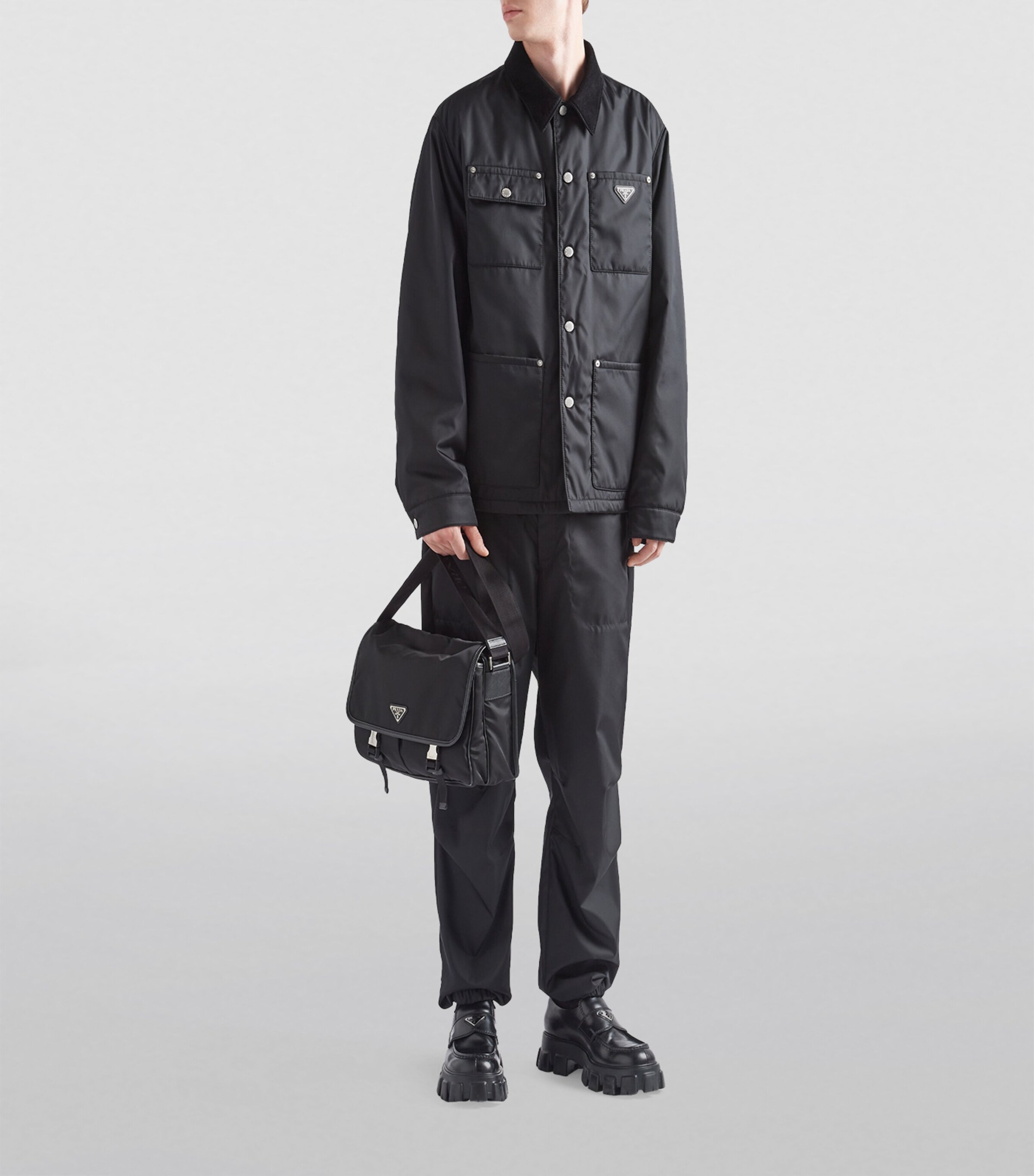 Re-Nylon and Leather Messenger Bag F0002 Image 7