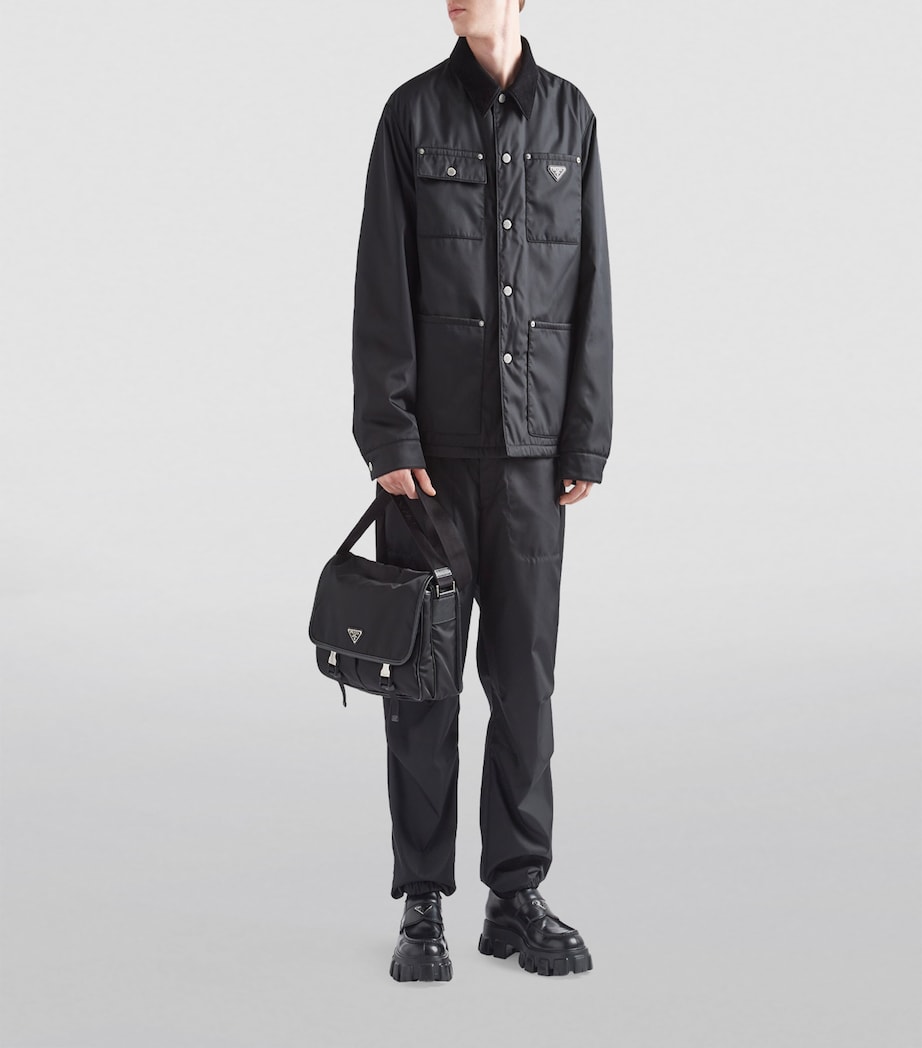 Re-Nylon and Leather Messenger Bag F0002 Image 7