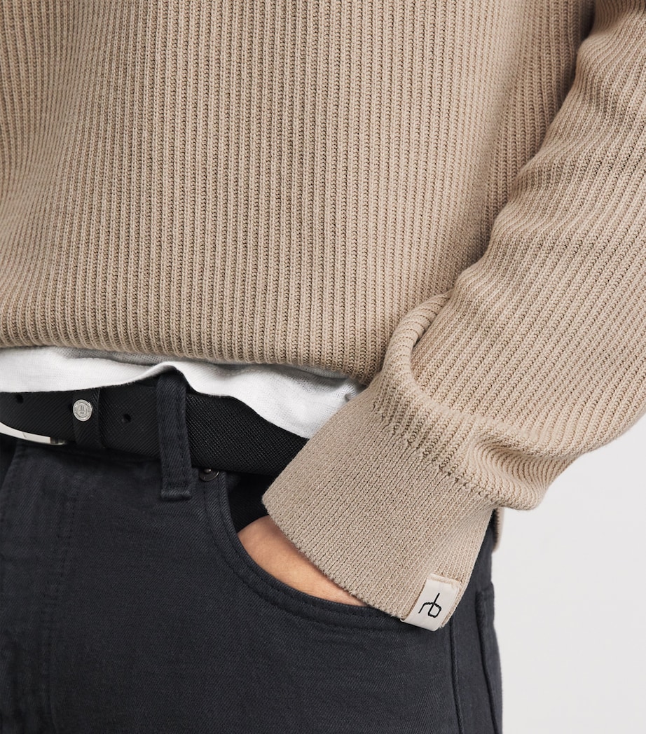 Rag & Bone Mens Knitted Quarter-Zip Sweater Taupe Image 6