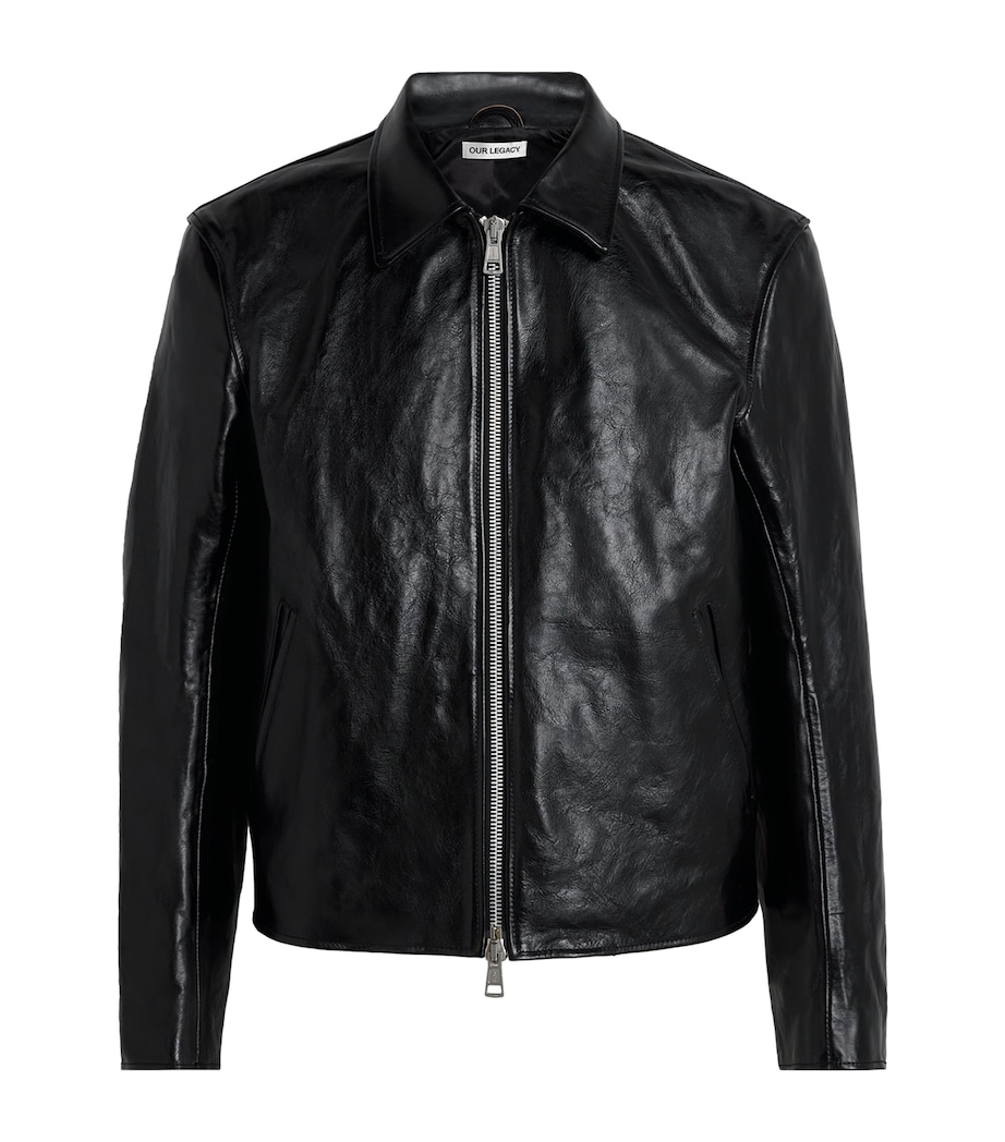 Our Legacy Mens Leather Mini Jacket Top Dyed Blk Lthr Image 1