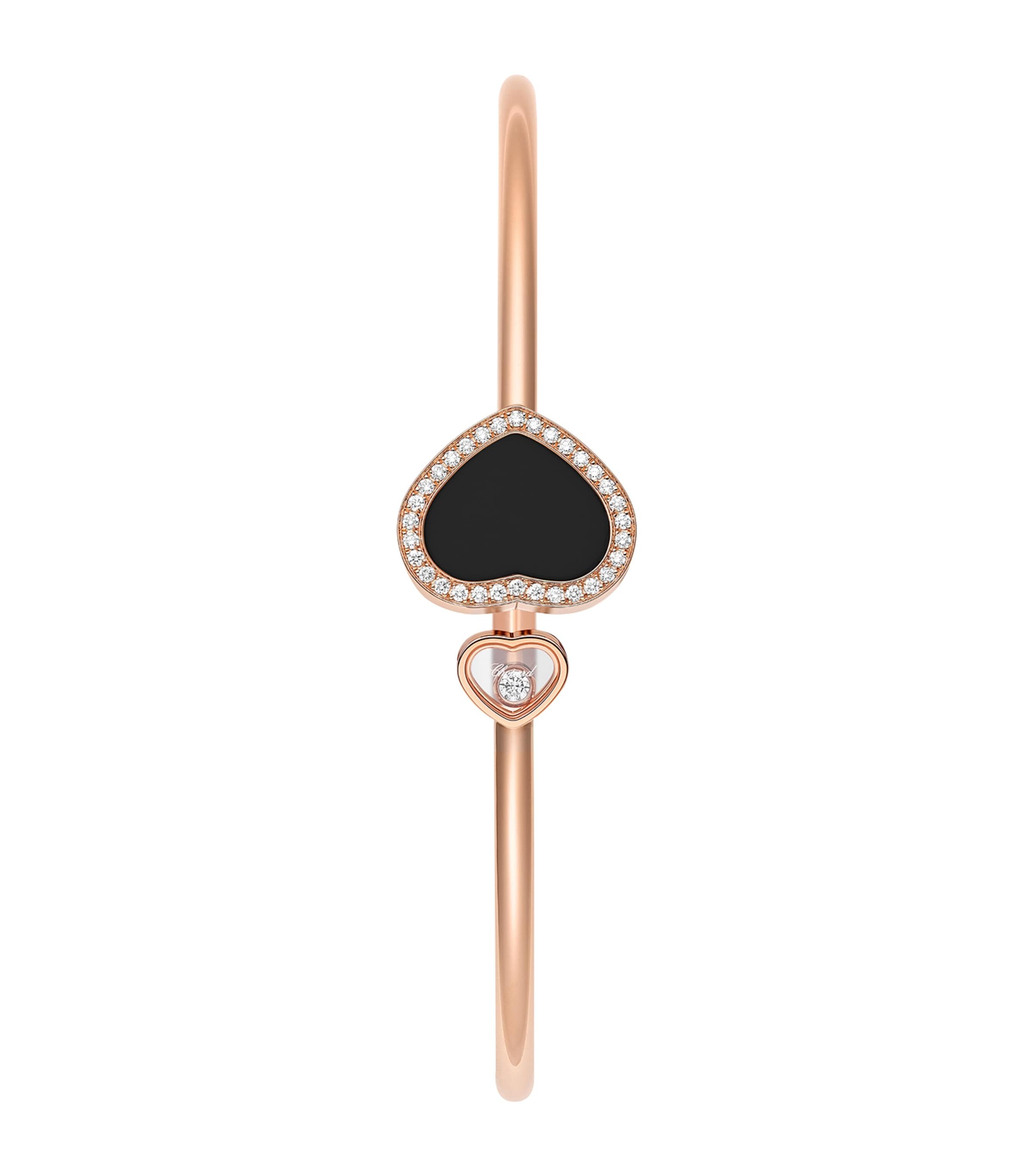 Rose Gold, Diamond and Onyx Happy Hearts Bracelet 18K ROSE GOLD Image 2