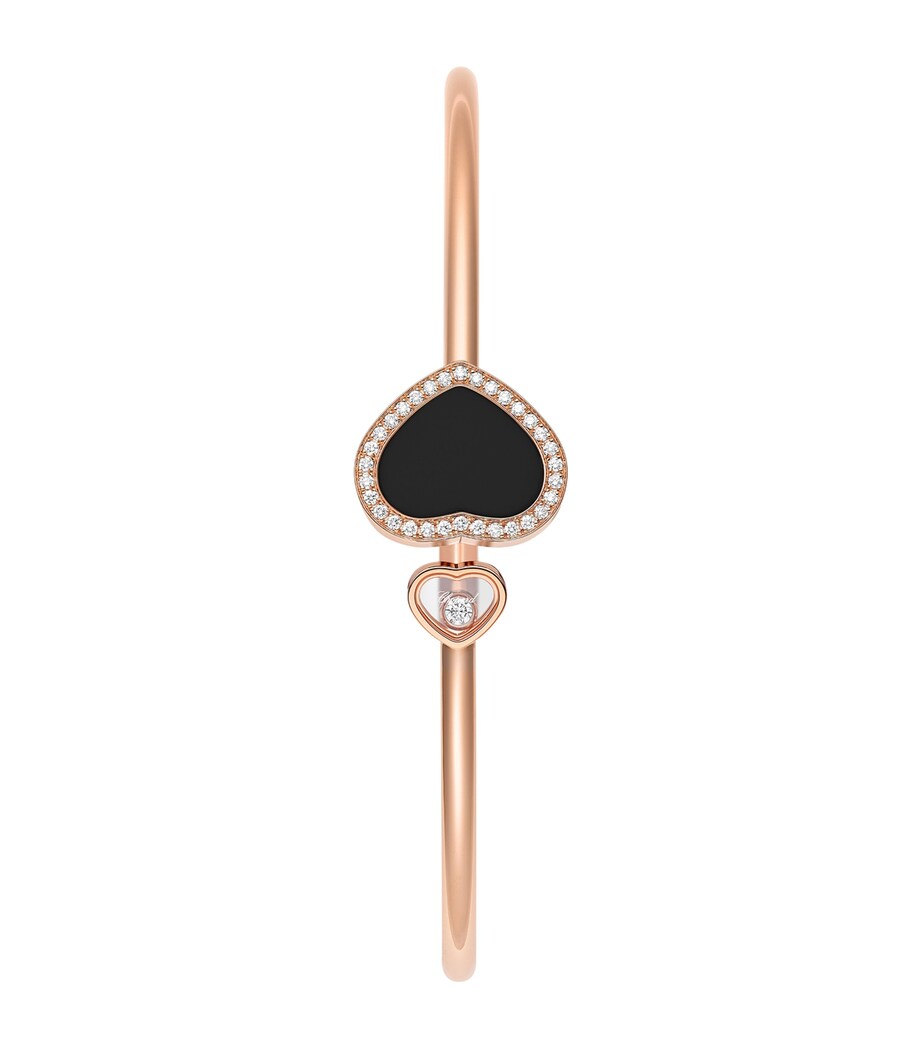 Rose Gold, Diamond and Onyx Happy Hearts Bracelet 18K ROSE GOLD Image 2