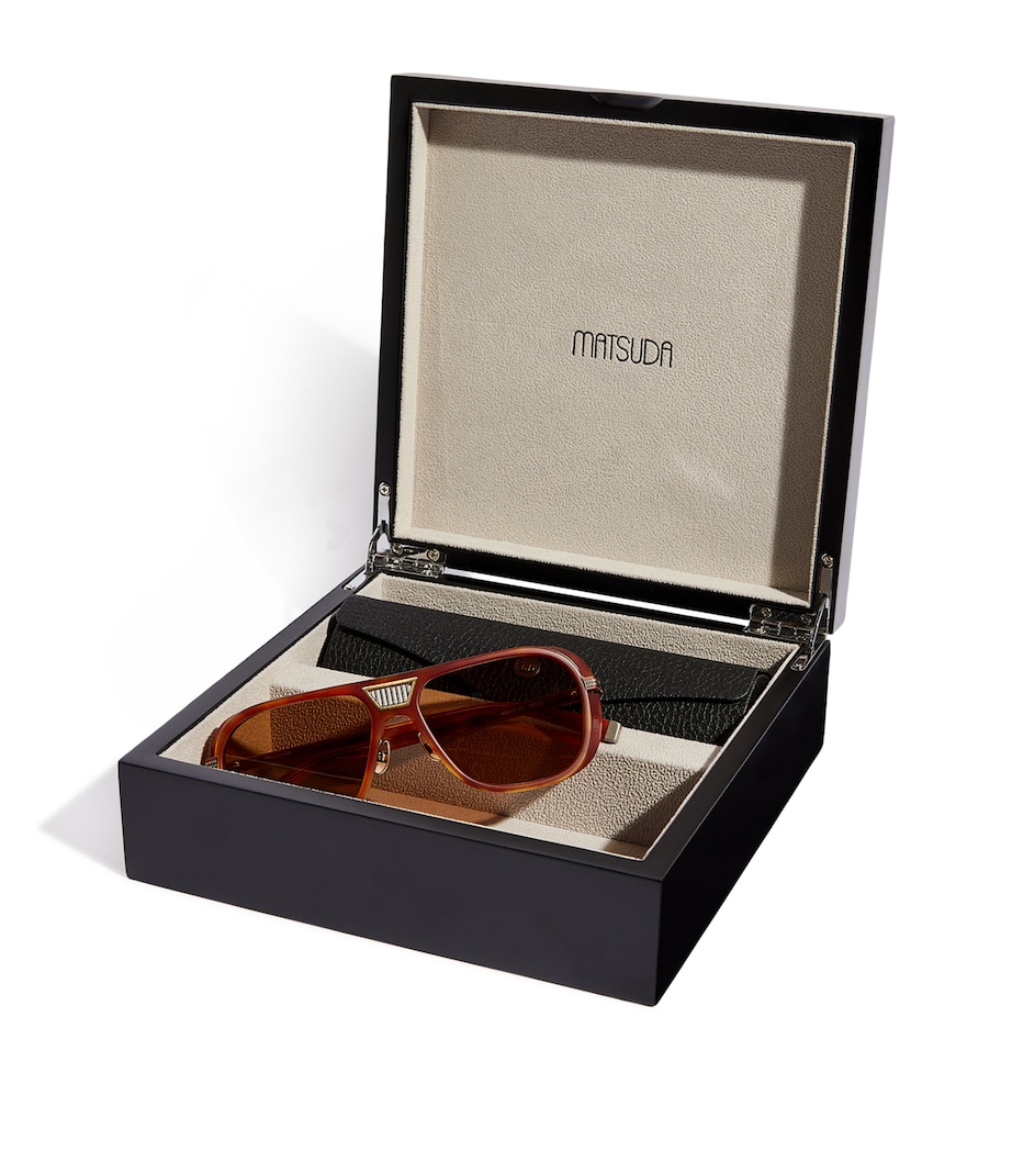 Gradient Lens Aviator Sunglasses ANTIQUE GOLD MTE DMI Image 4