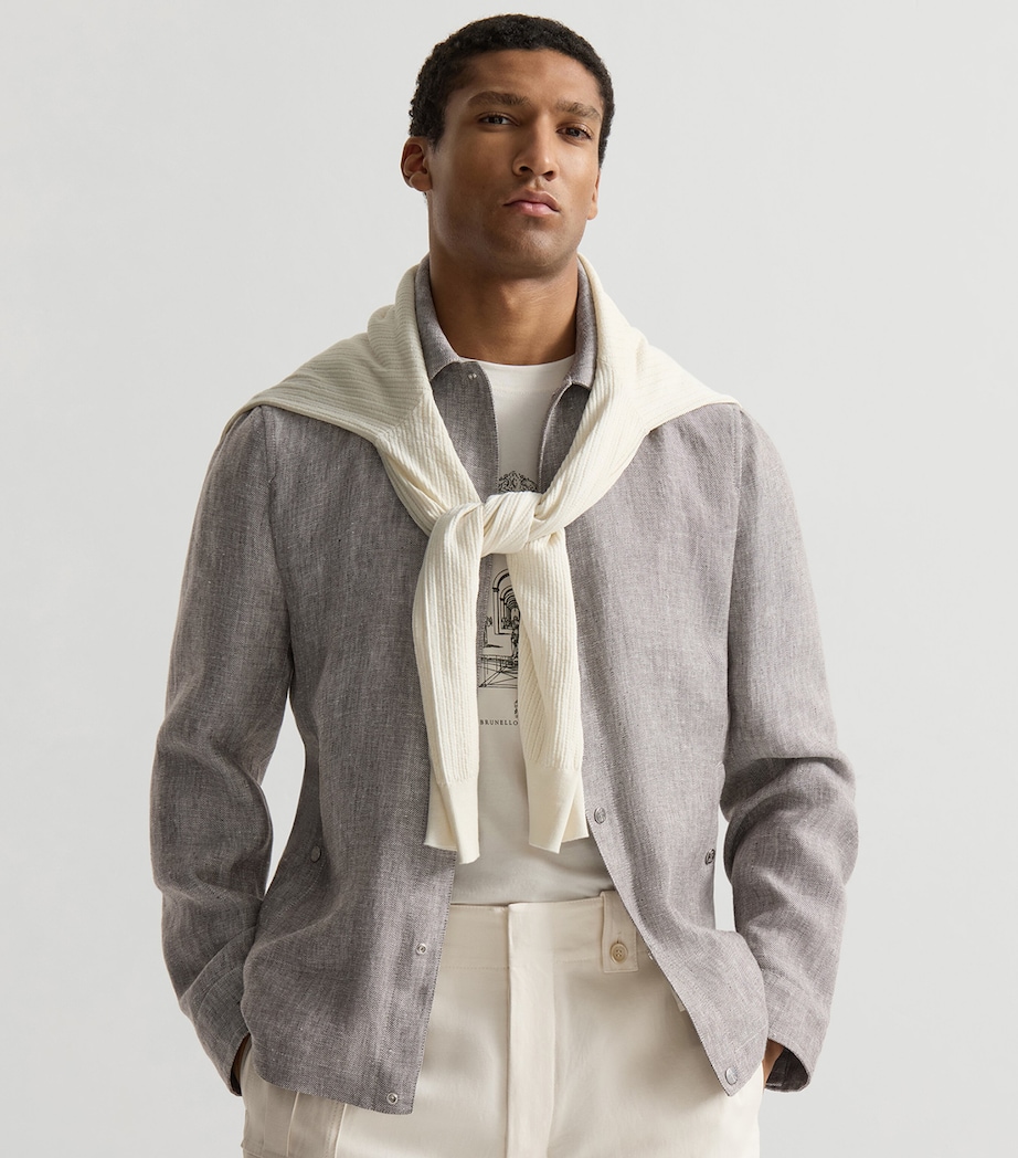 Brunello Cucinelli Mens Hemp-Linen Overshirt Image 2