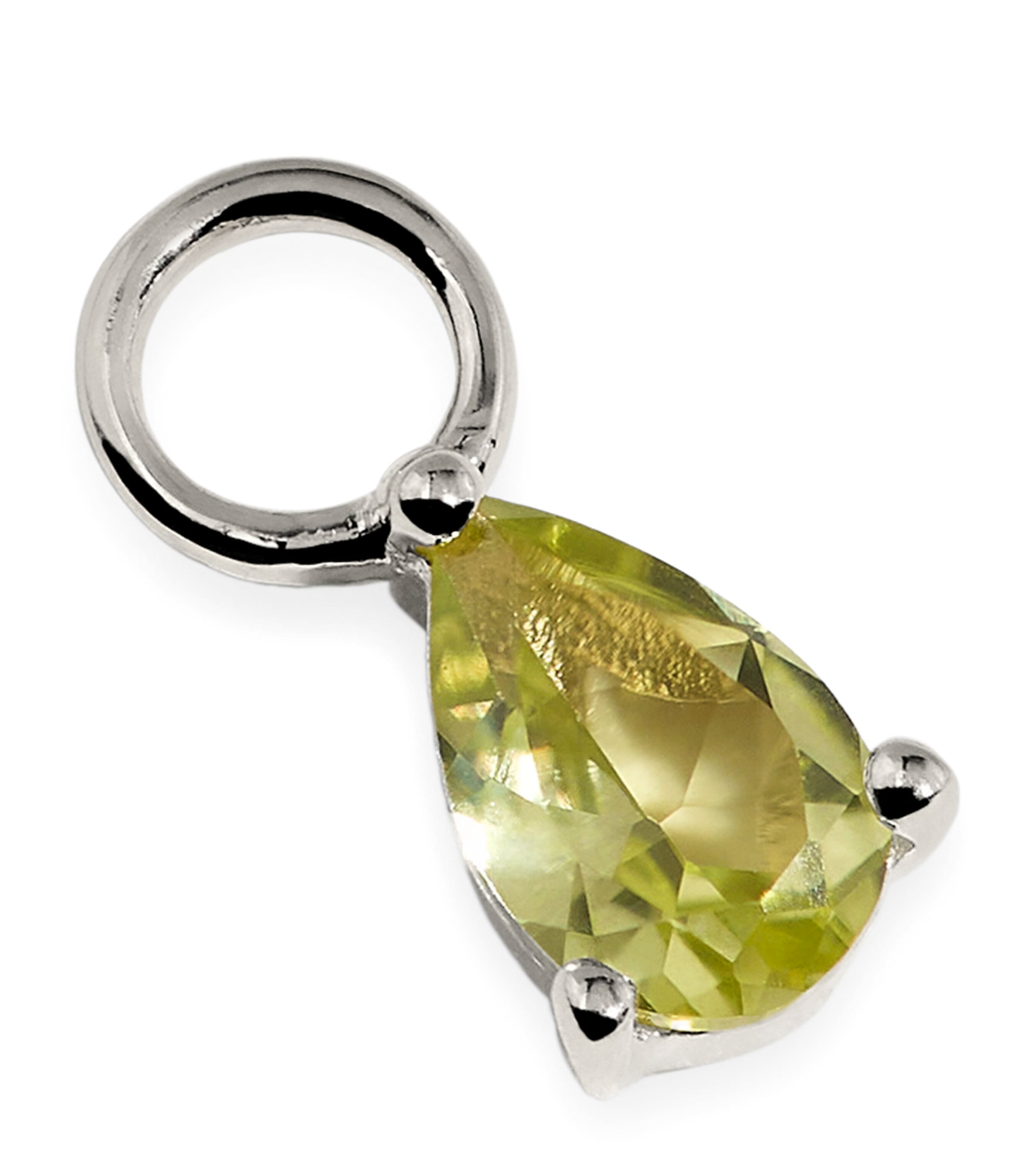 Astrid & Miyu White Gold and Olivine Birthstone Earring Charm White Gold Image 1