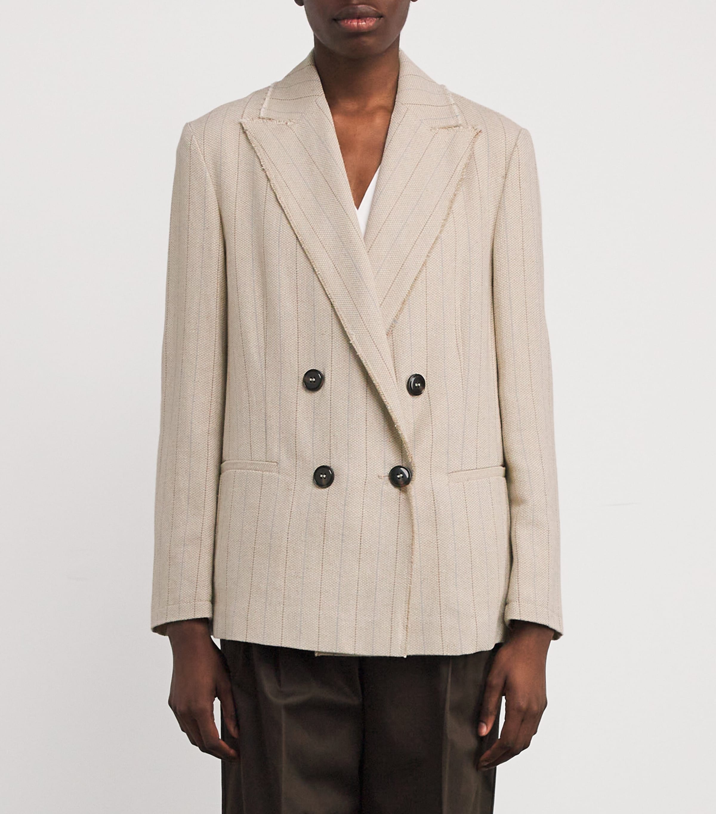 Cotton-Blend Pinstripe Blazer CREAM Image 3