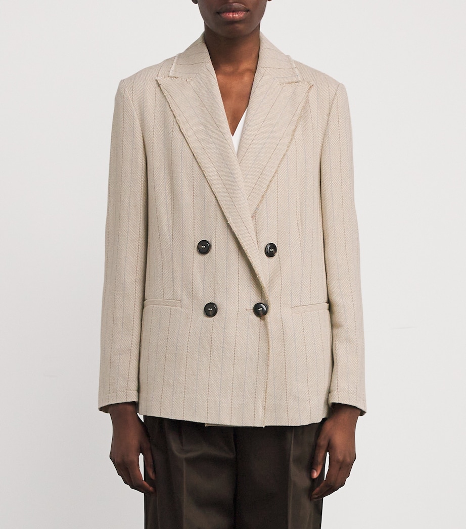 Cotton-Blend Pinstripe Blazer CREAM Image 3