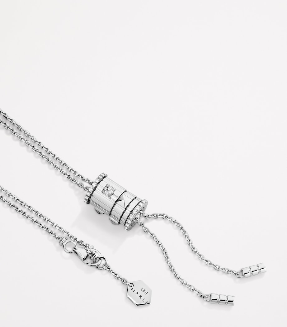White Gold and Diamond LIFE Cravat Necklace WHITE GOLD Image 2