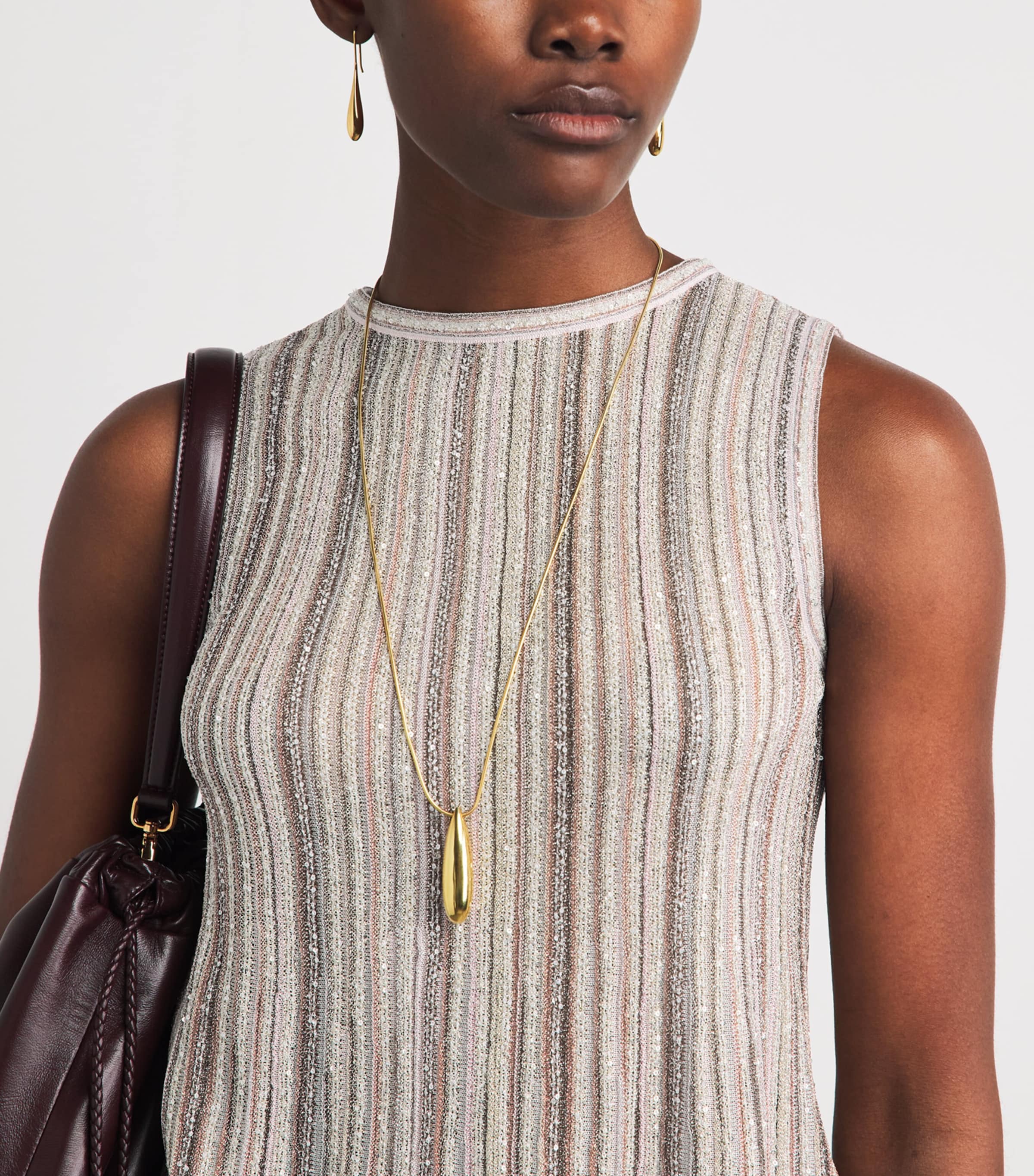 Missoni Womens Sequin Stripe Tank Top Pink Tones Image 3