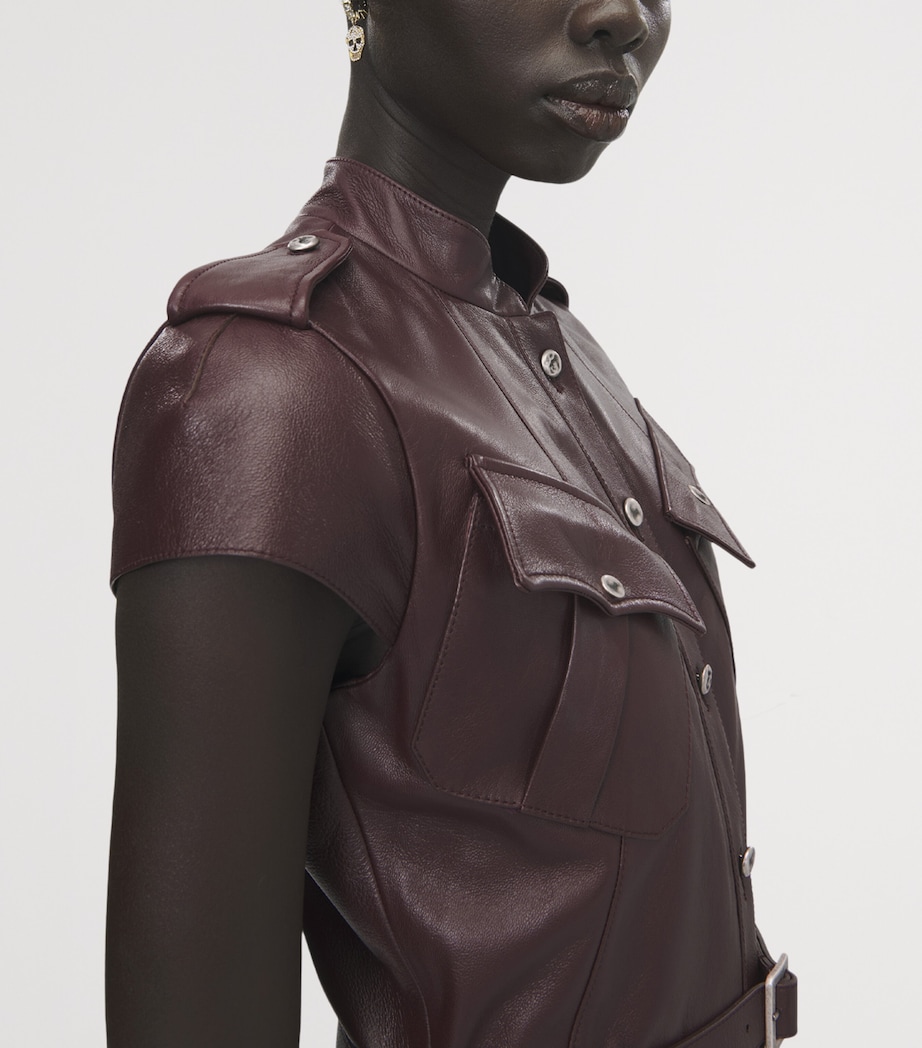 McQueen Womens Leather Uniform Midi Dress Image 5