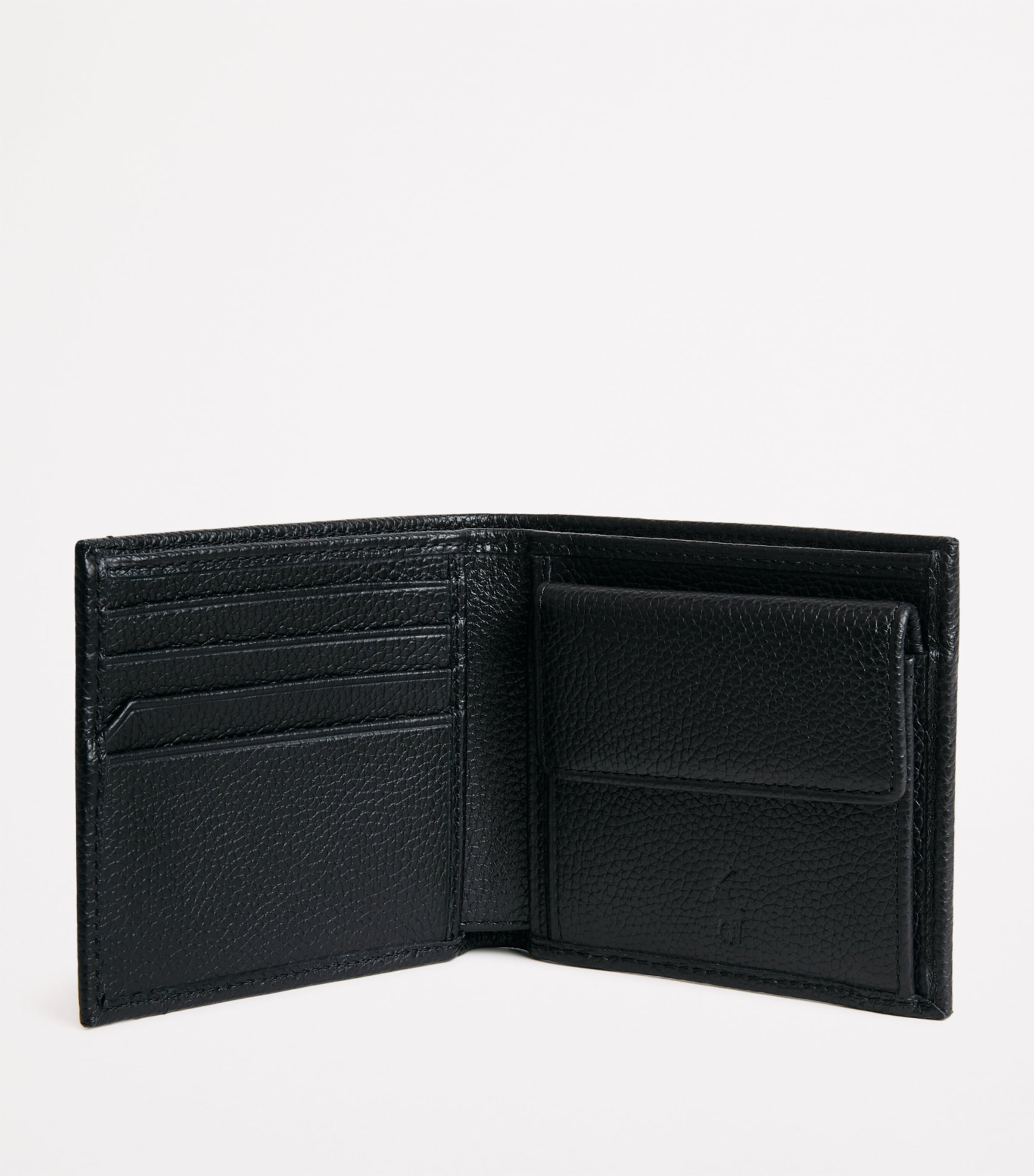 Leather Logo Bifold Wallet BLACK Image 3