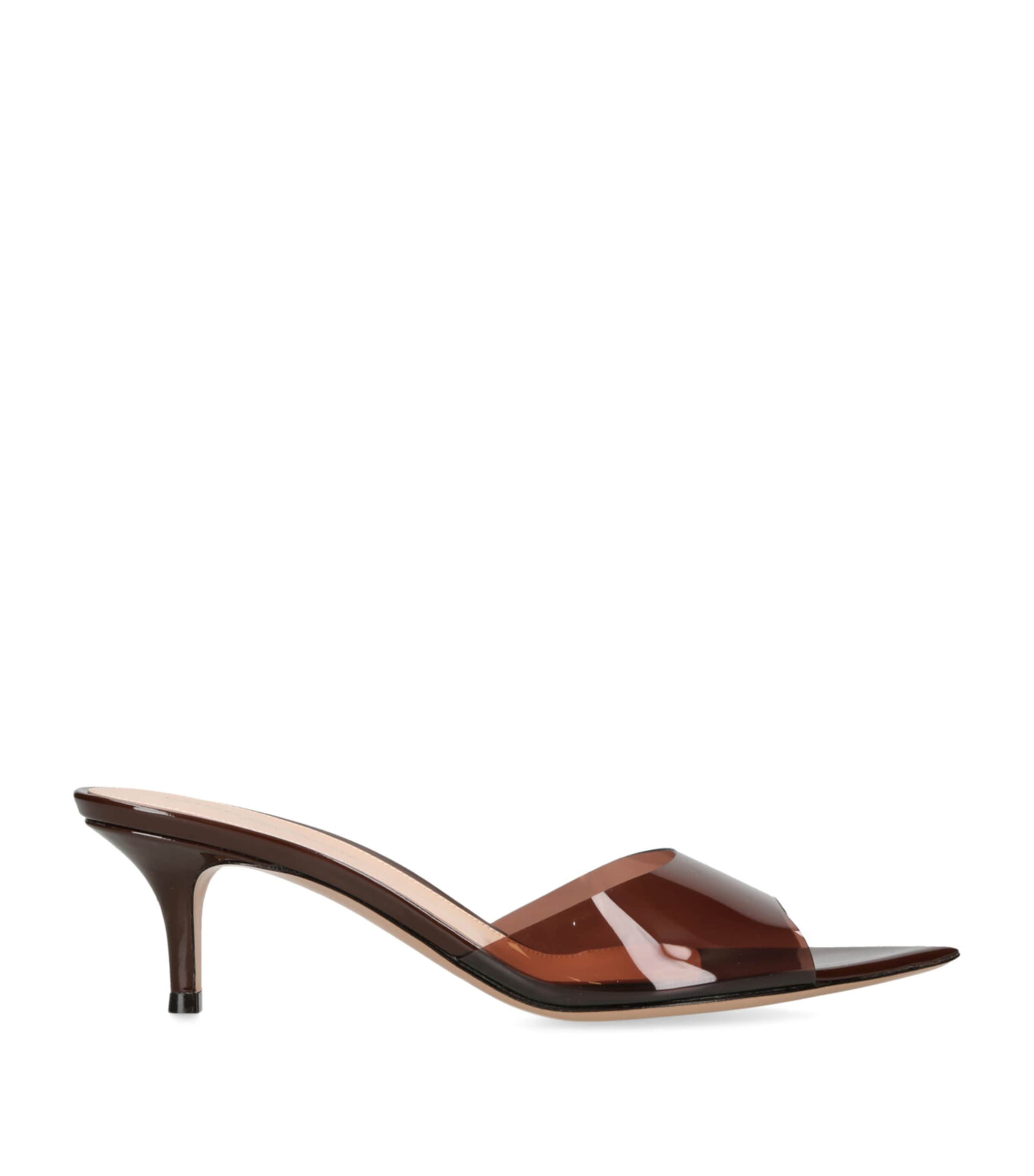 GIANVITO ROSSI GLASS VERNICE HEELED MULES 55 