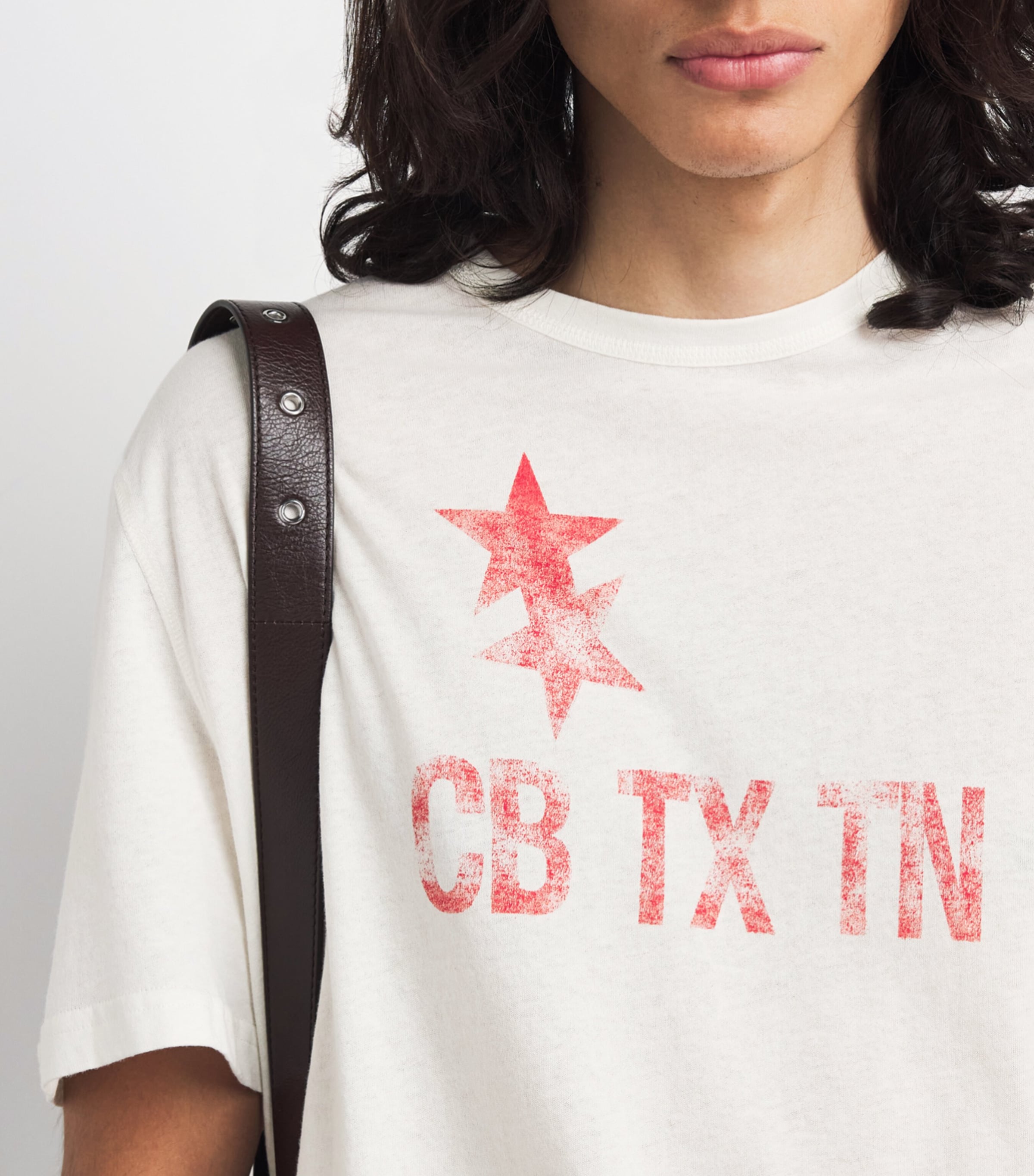 Cole Buxton Mens Cotton Printed CB TX TN T-shirt Vintage White Image 3