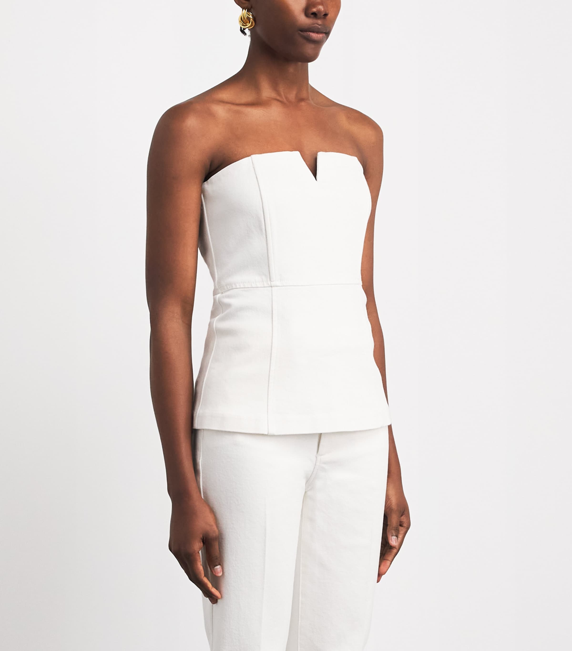 PAIGE Womens Strapless Fiana Top Tonal Ecru Image 4