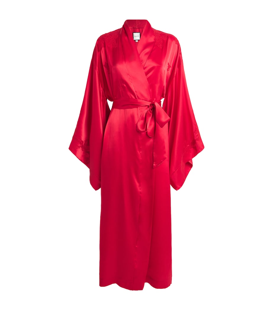 TORLOWEI Womens Silk-Lace Long Robe Ruby/ruby Image 1
