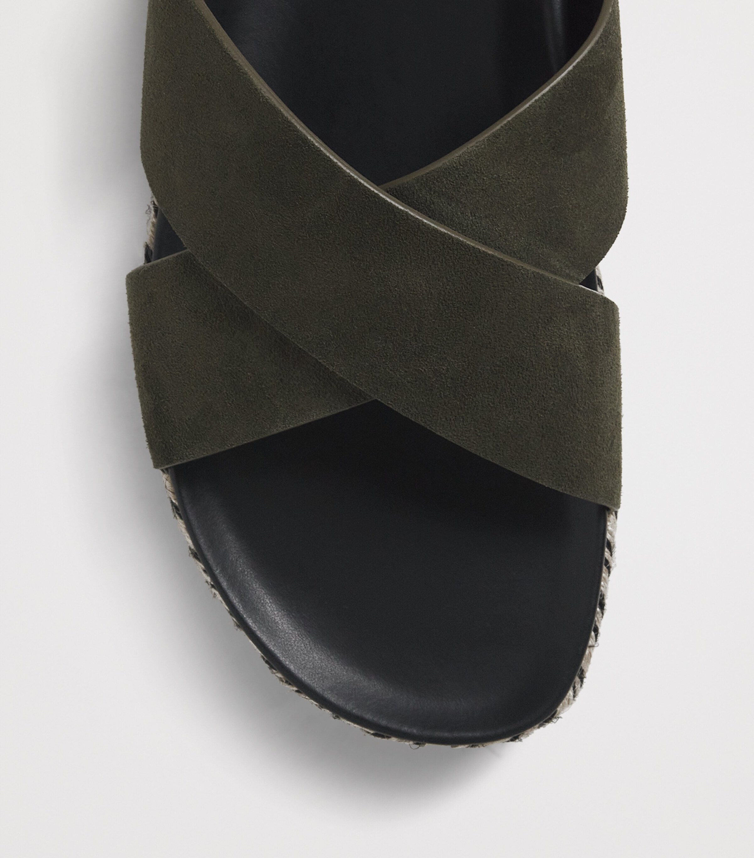 Frescobol Carioca Leather Breno Espadrille Slides Dark Olive Image 5