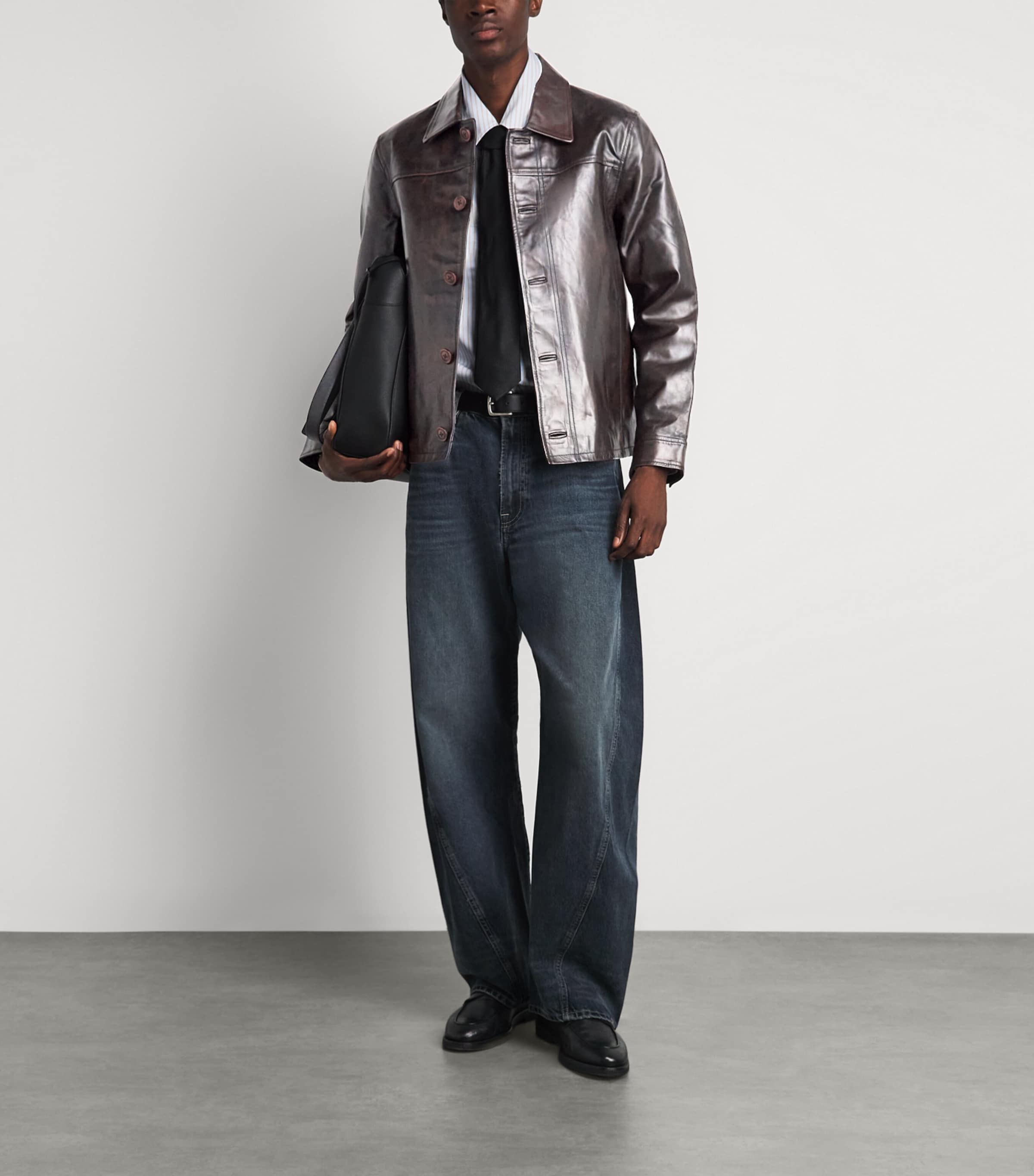 Samsøe Samsøe Mens Leather Samilton B Jacket Washed Brown Image 2