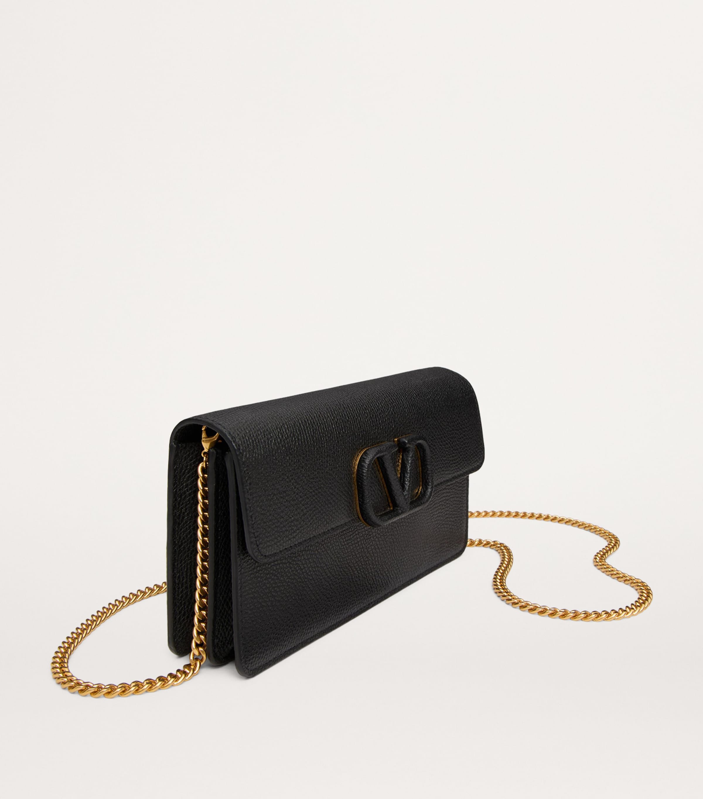 Leather VLogo Signature Chain Wallet 0NO Image 4