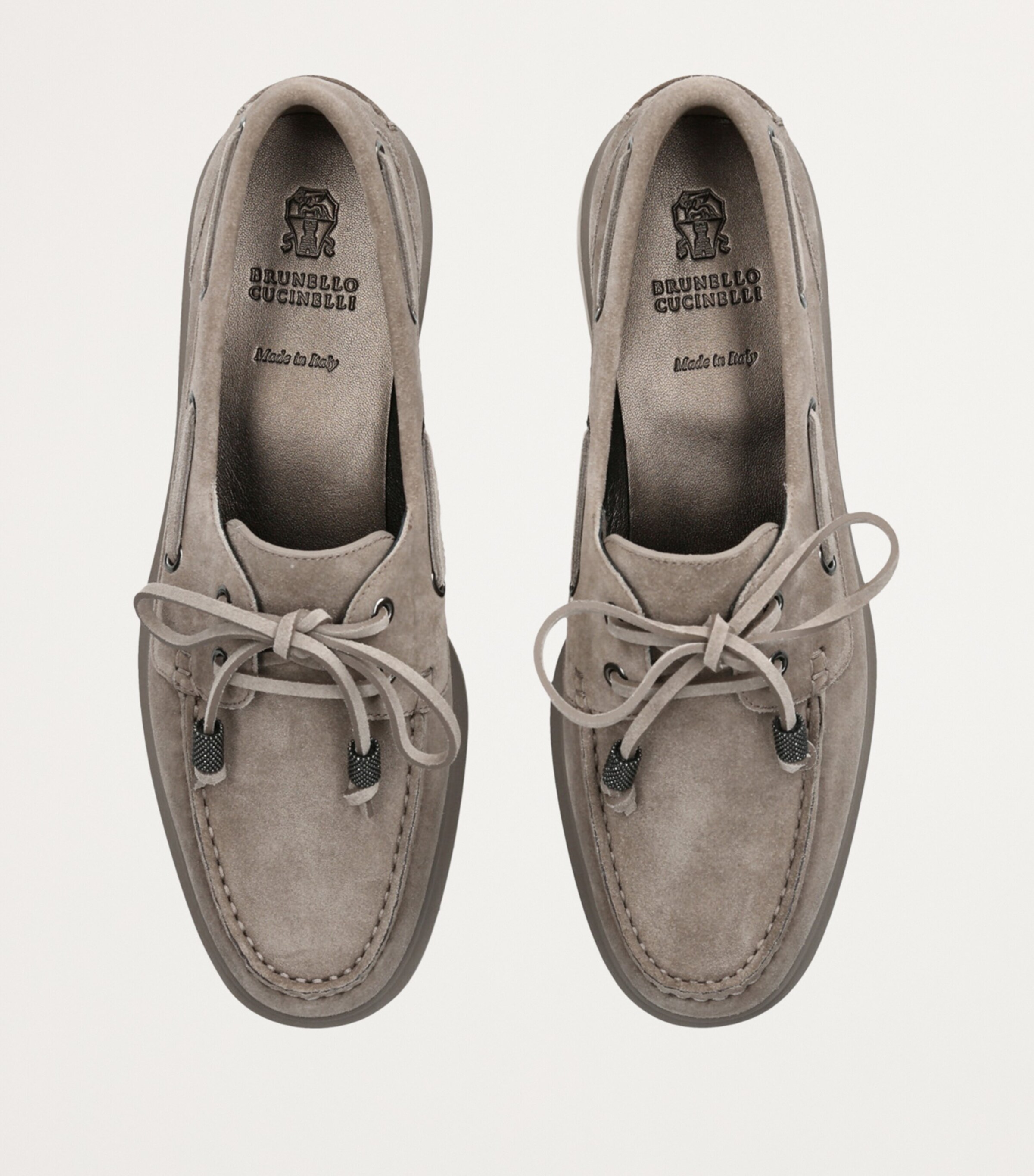 Brunello Cucinelli Suede Boat Shoes Taupe Image 4