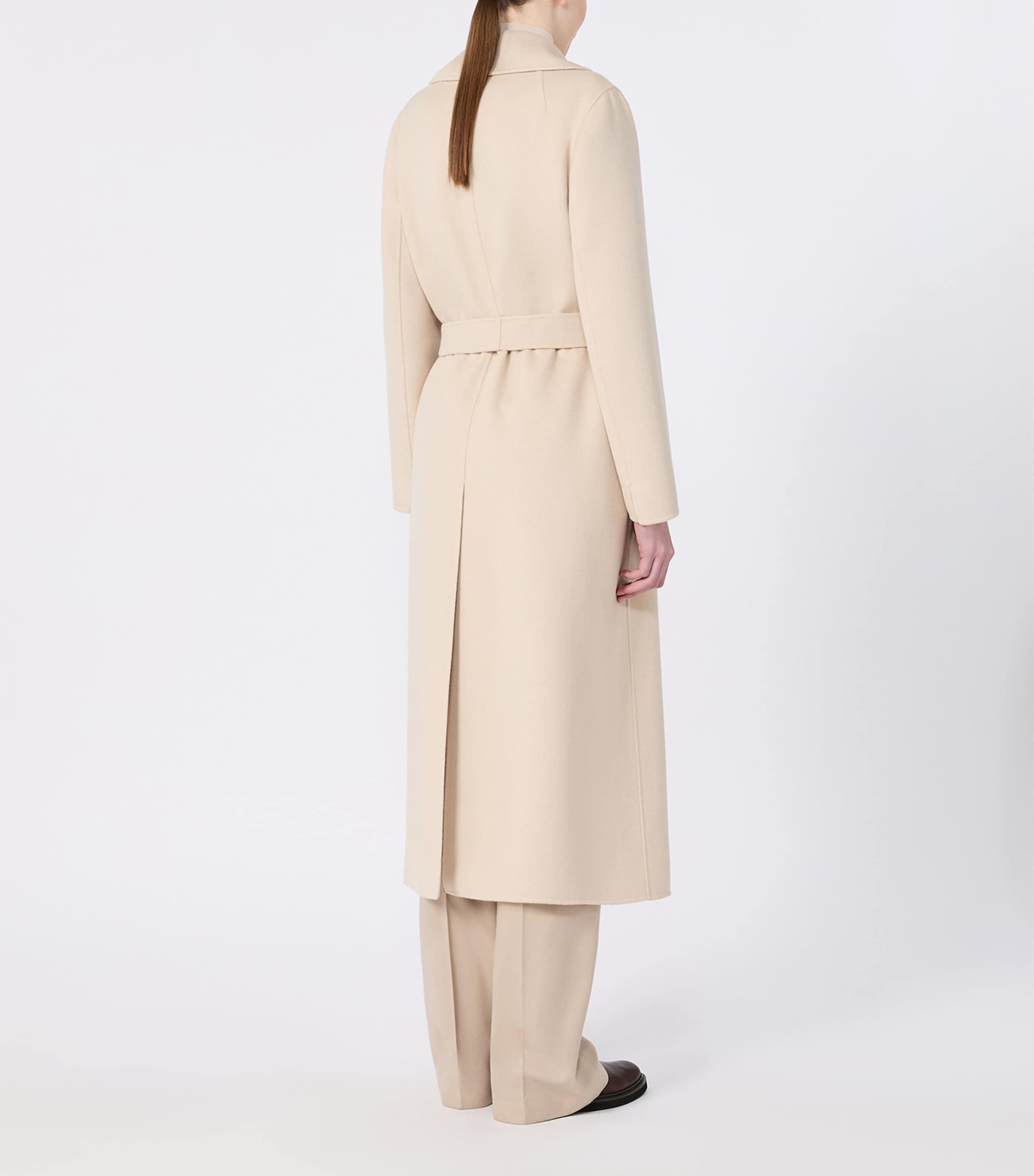 Max Mara Womens Virgin Wool Wrap Coat Albino Image 4