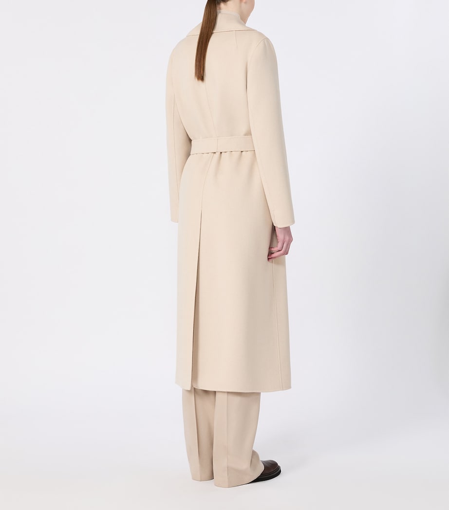 Max Mara Womens Virgin Wool Wrap Coat Albino Image 4