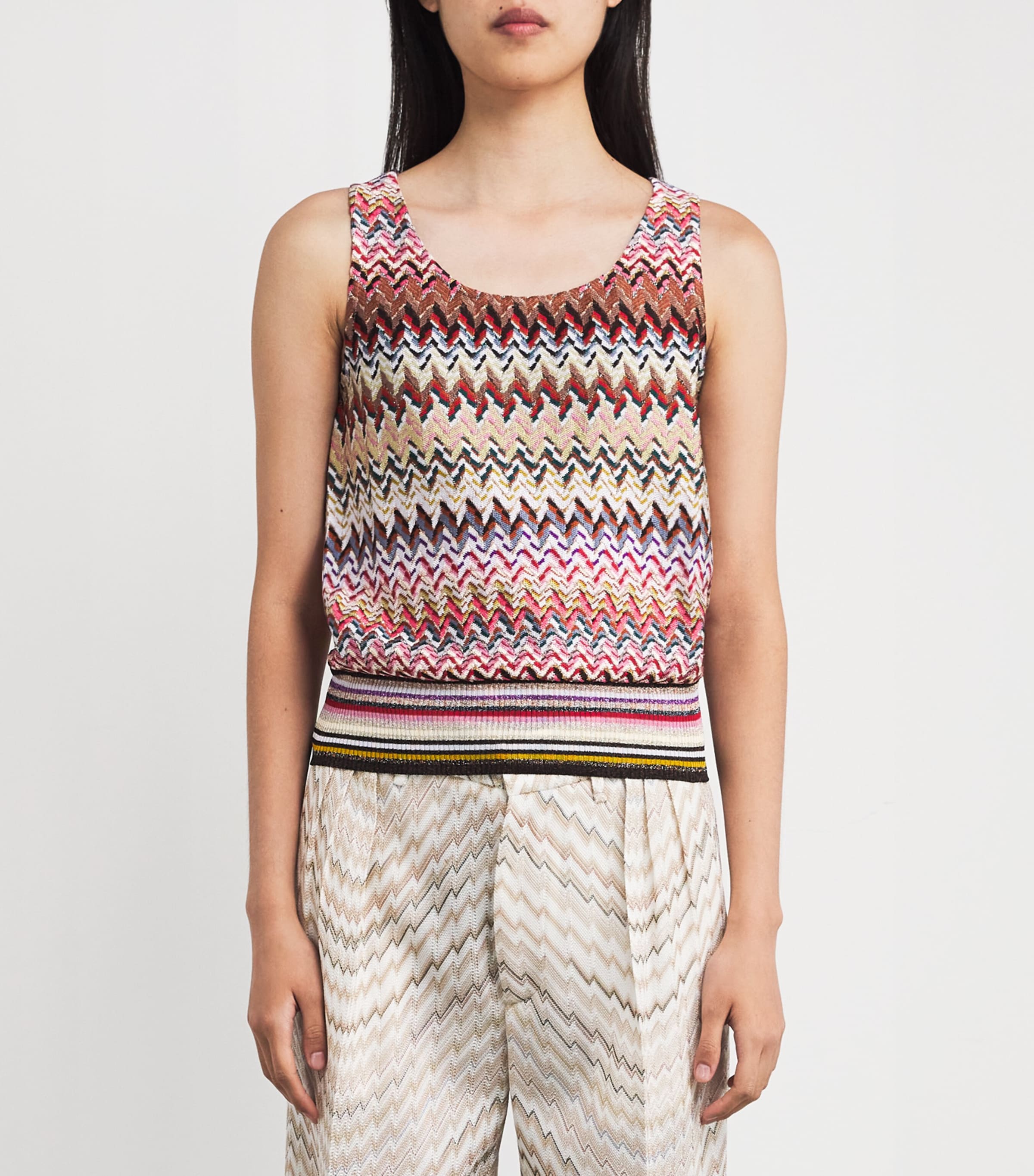 Zigzag Ribbed-Hem Tank Top SM9QY MULTICOLOR Image 3