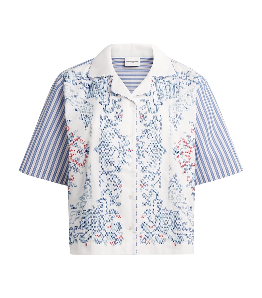Claudie Pierlot Womens Cotton Embroidered Shirt Multicolored Image 1