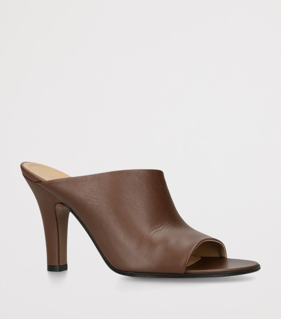 Signum Leather Heeled Mules MID BROWN Image 4