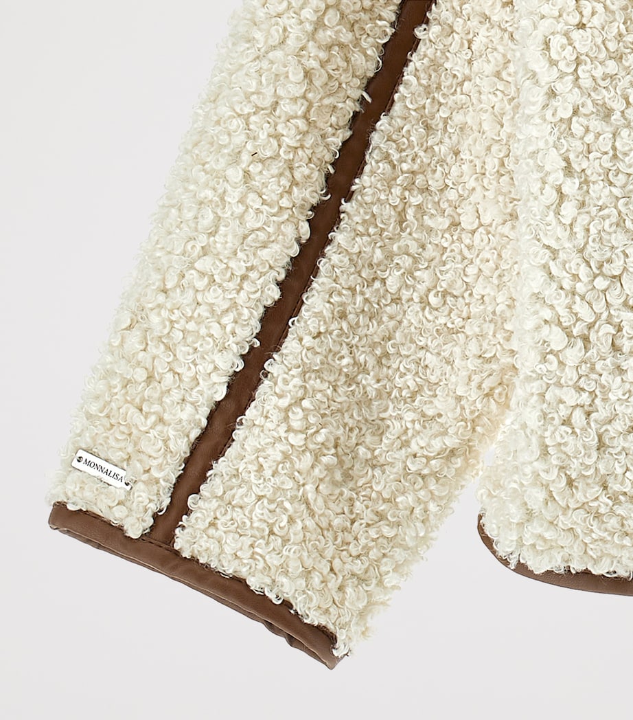 Contrast-Trim Borg Jacket (4-12 Years) ECRU + MARRONE Image 3