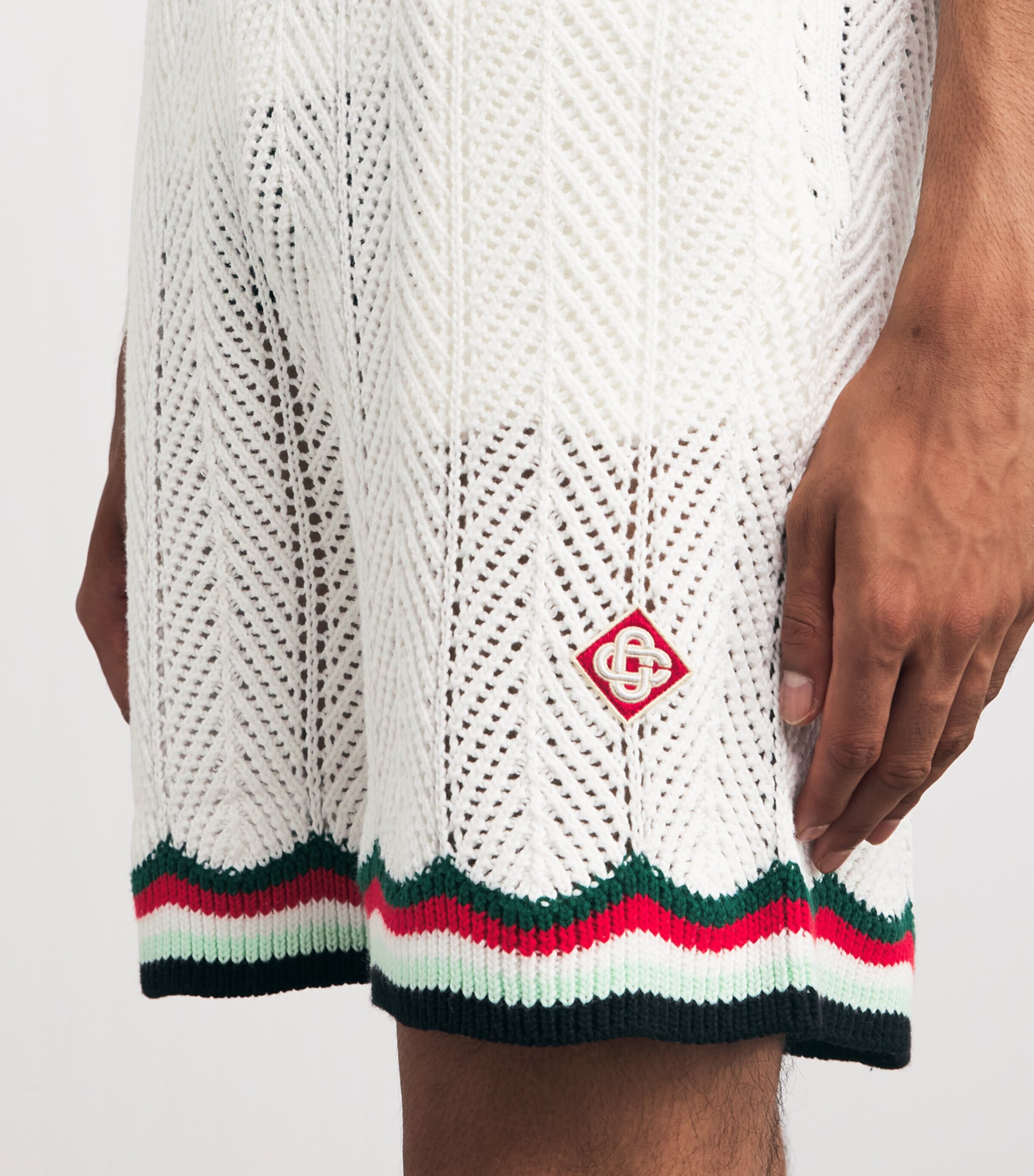 Cotton Chevron Crochet Shorts WHITE Image 6