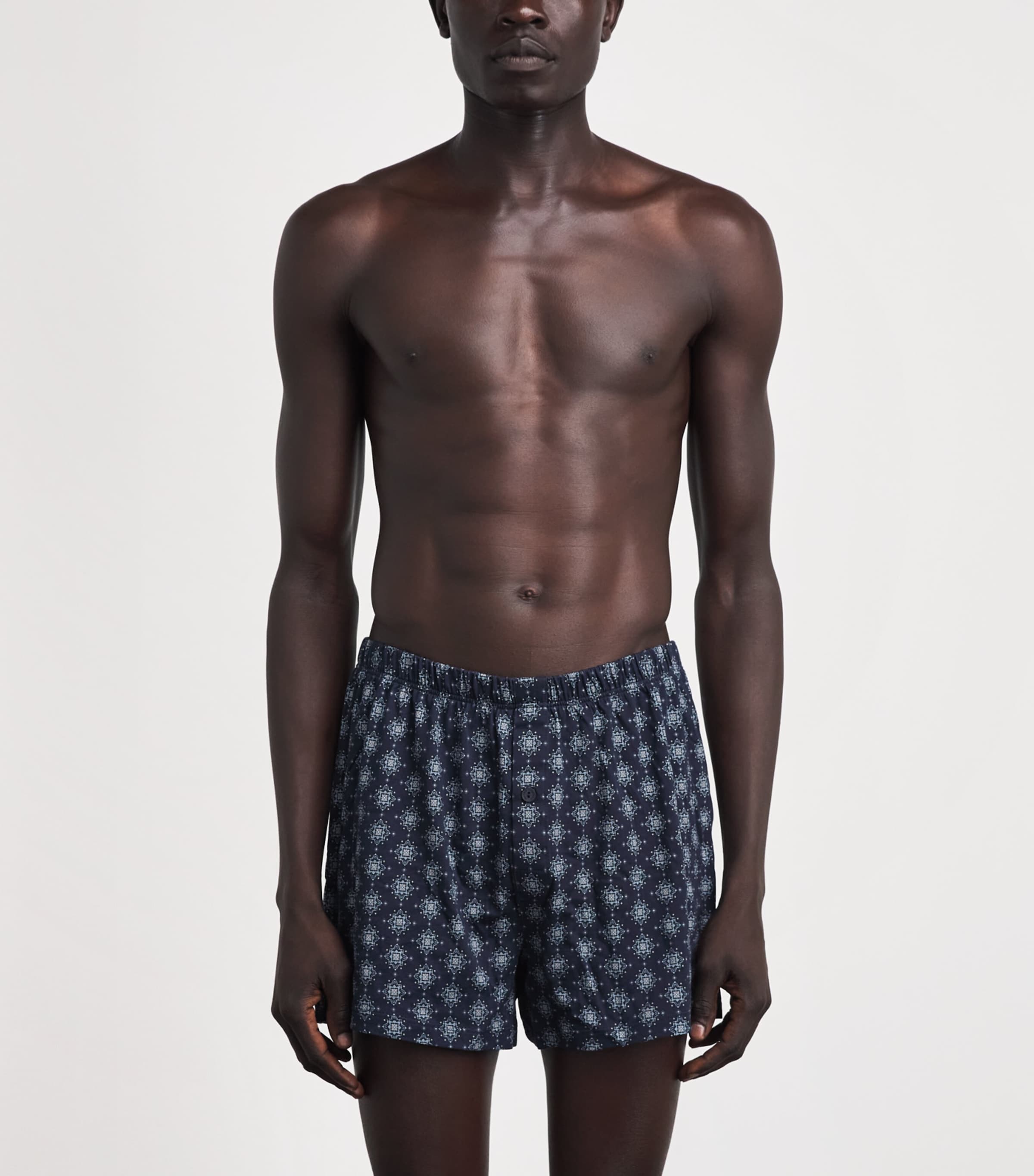 Hanro Mens Cotton Boxer Shorts Celestial Image 2