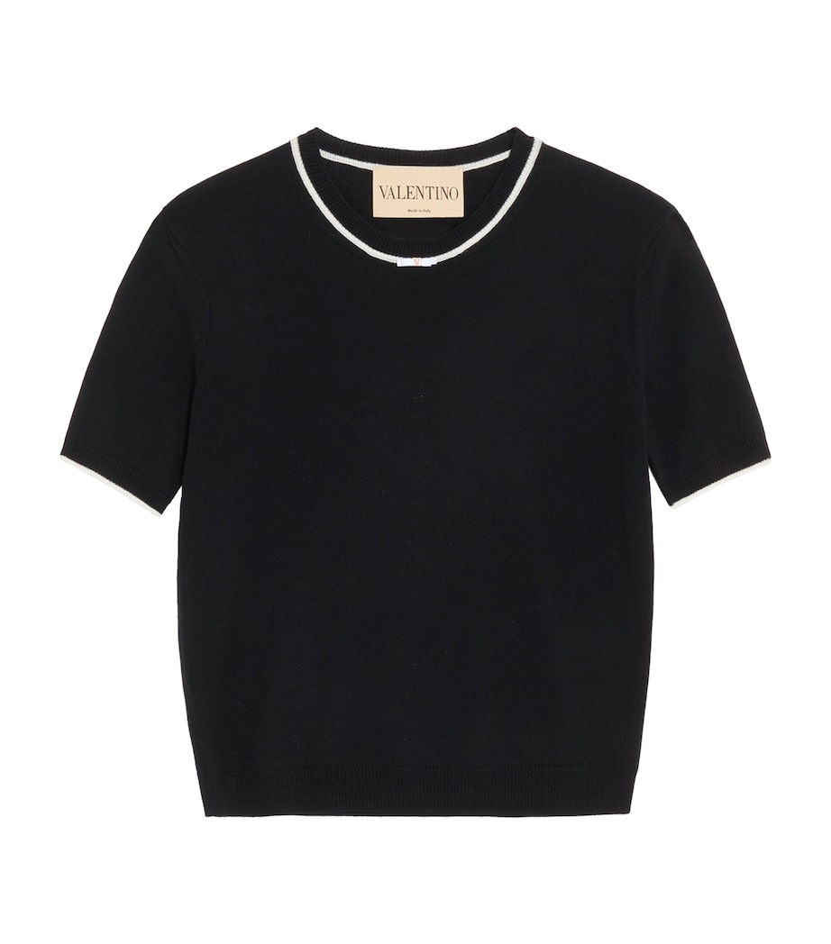 Valentino Womens Virgin Wool Short-Sleeve Sweater Image 1