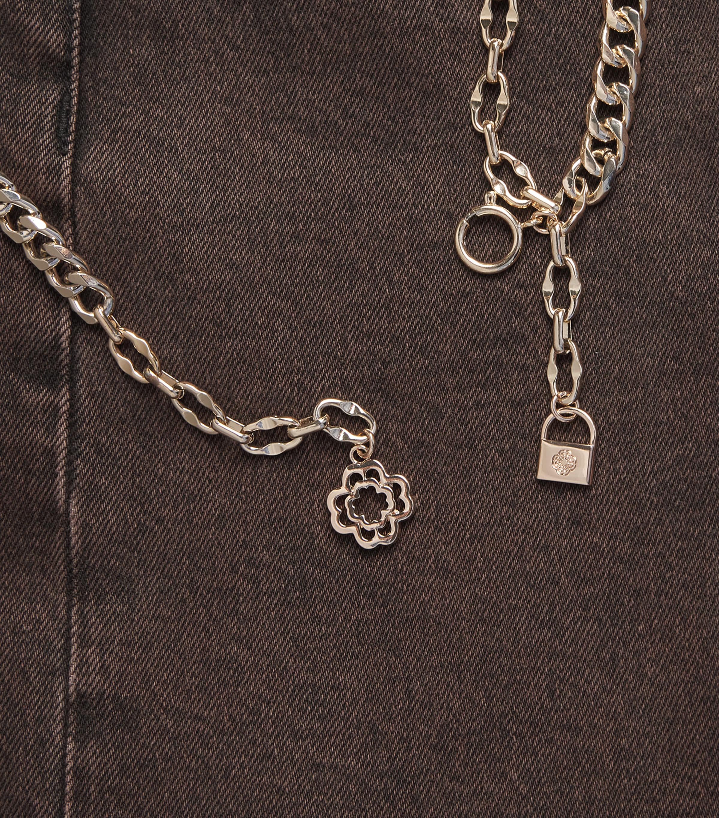 Chain-Detail Wide-Leg Jeans BROWN Image 5