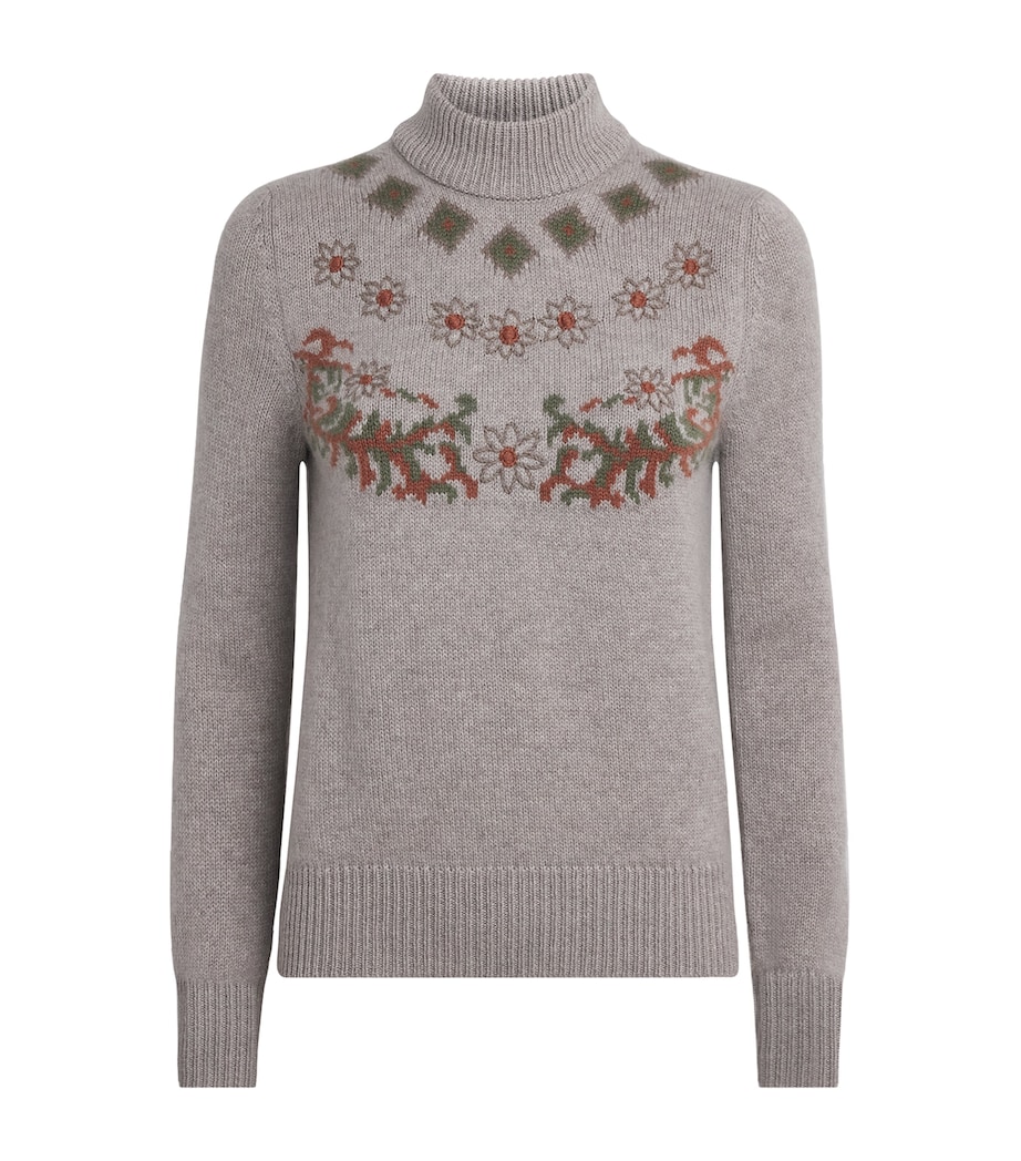 Colombo Womens Kid Cashmere Patterned Sweater Edelweis Image 1