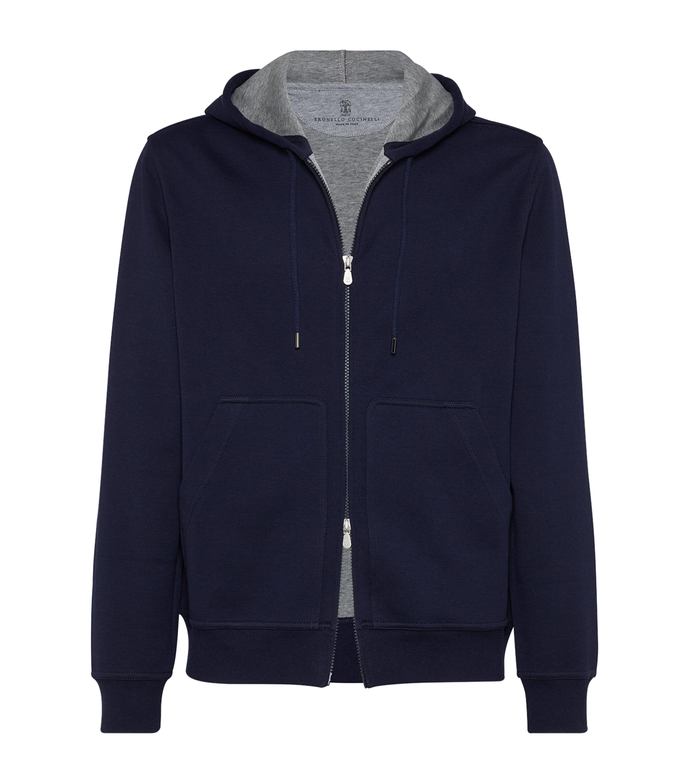 Brunello Cucinelli Terry Cotton-cashmere-silk Zip-up Hoodie In Blue