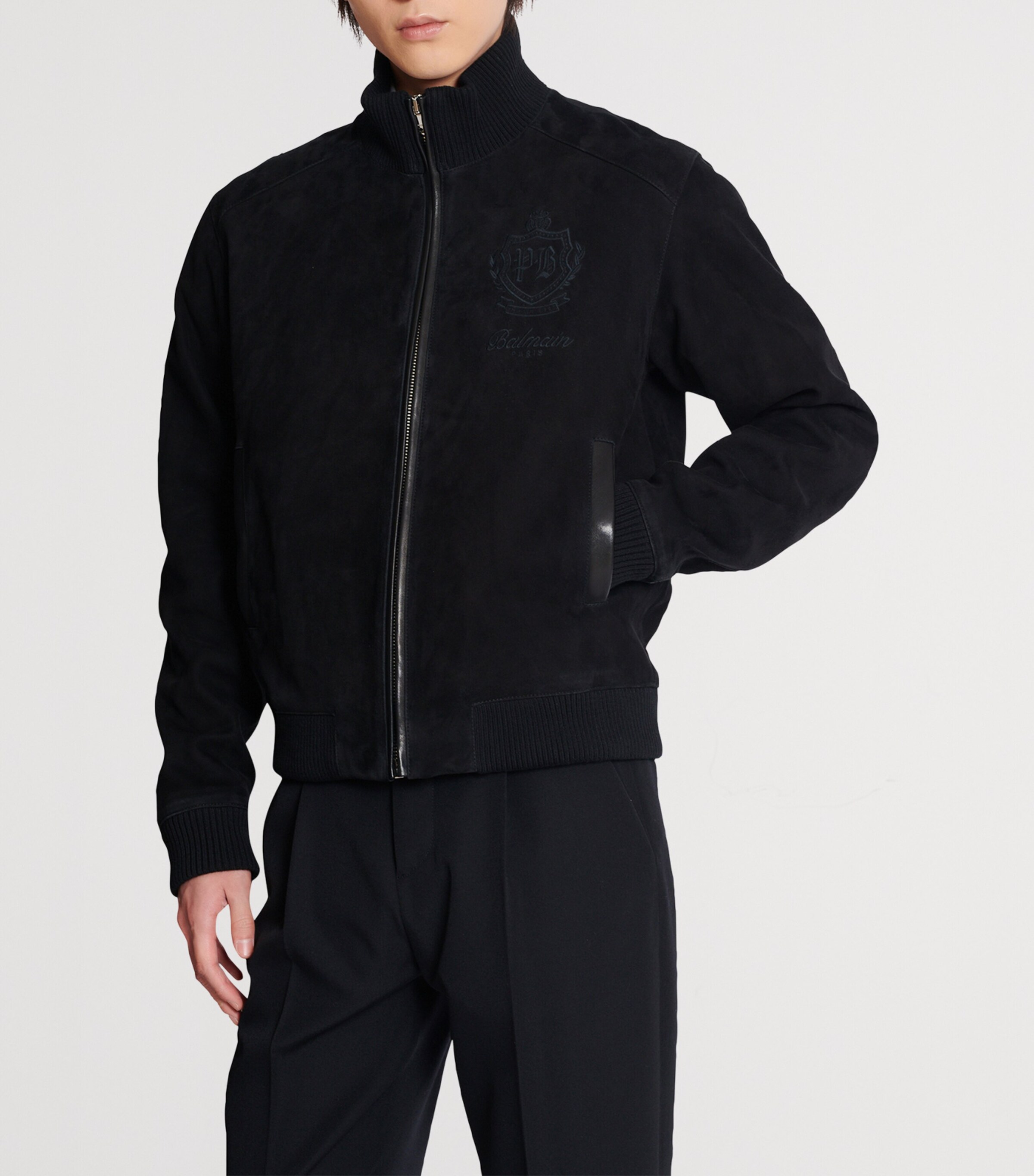 Suede College Emblem Jacket 0PA NOIR Image 7