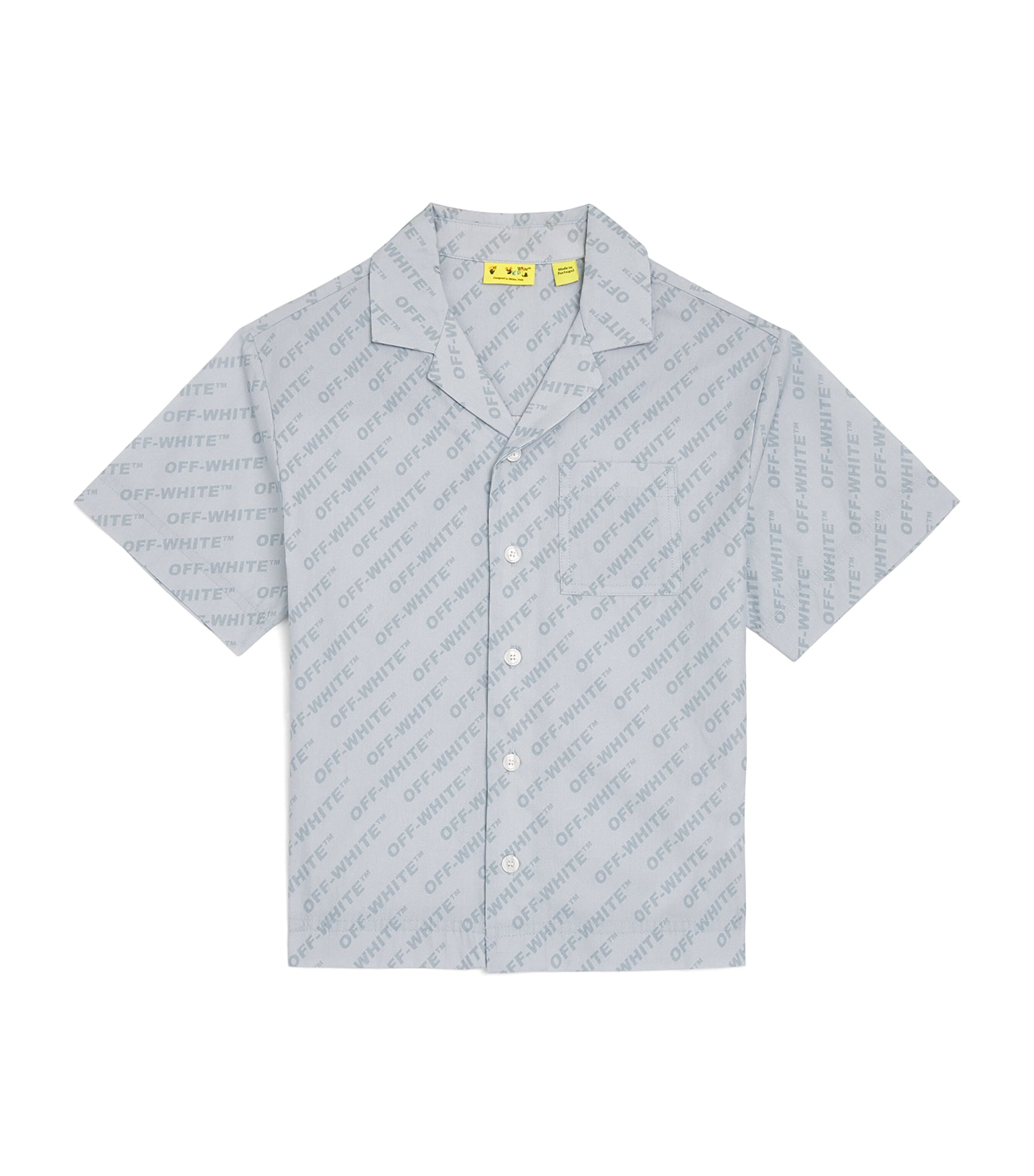 Off-White Kids Logo Bowling Shirt (4-12+ Years) Dusty Blue Image 1