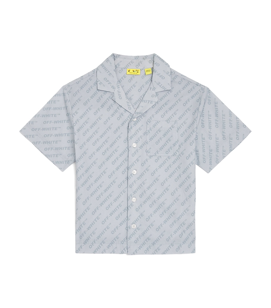 Off-White Kids Logo Bowling Shirt (4-12+ Years) Dusty Blue Image 1