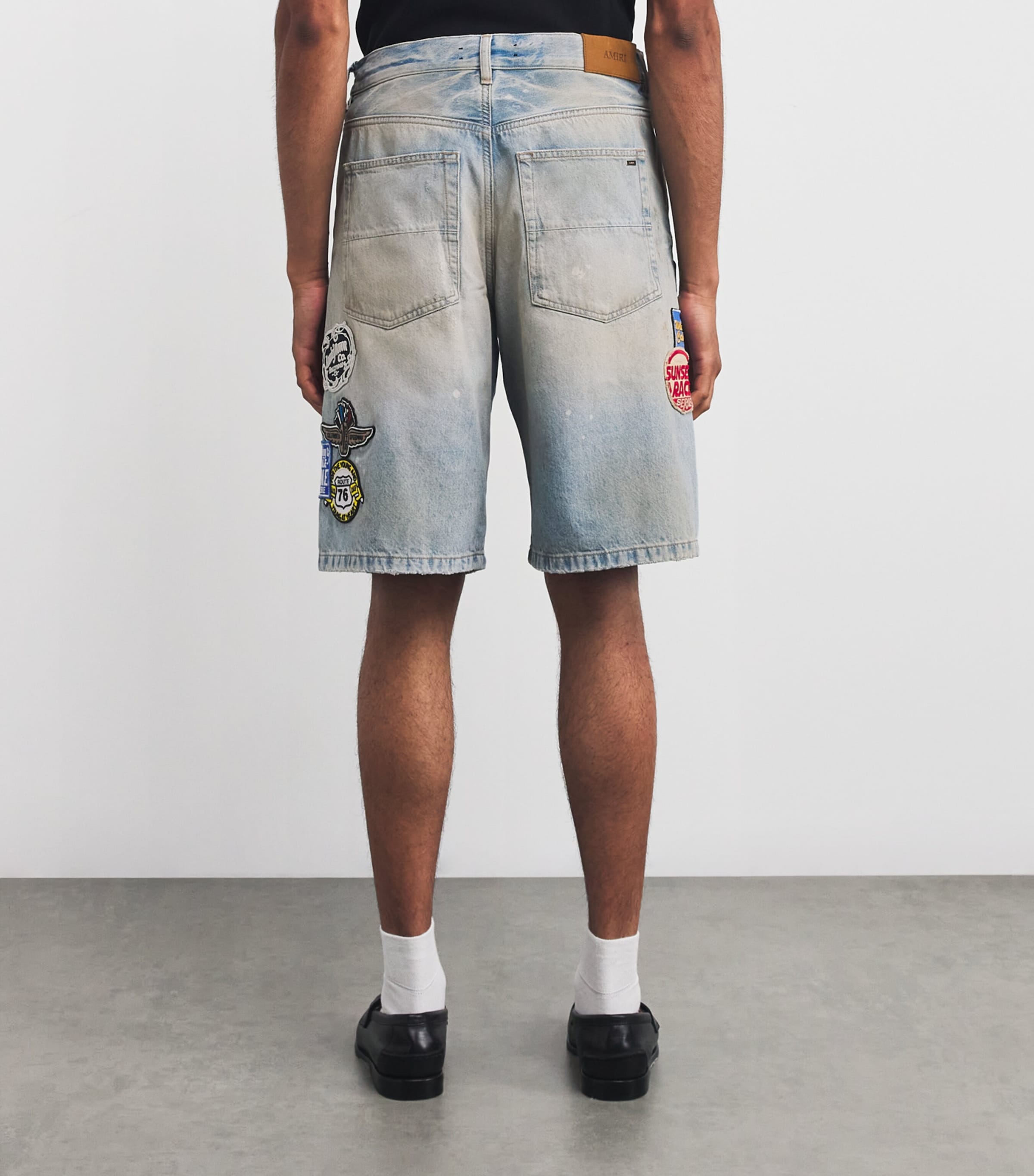 AMIRI Mens Station Patch Denim Shorts Antique Indigo Image 4