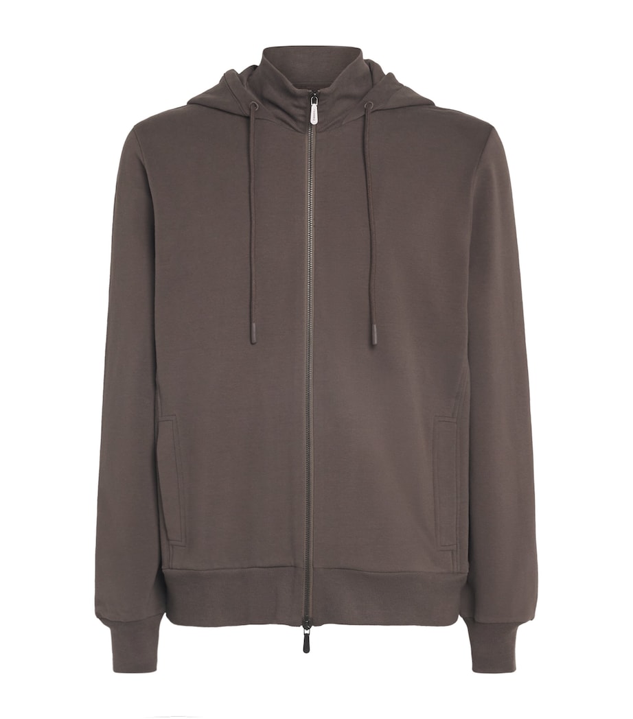 Zimmerli Mens Winter Lounge Zip-Up Hoodie Chesnut Image 1