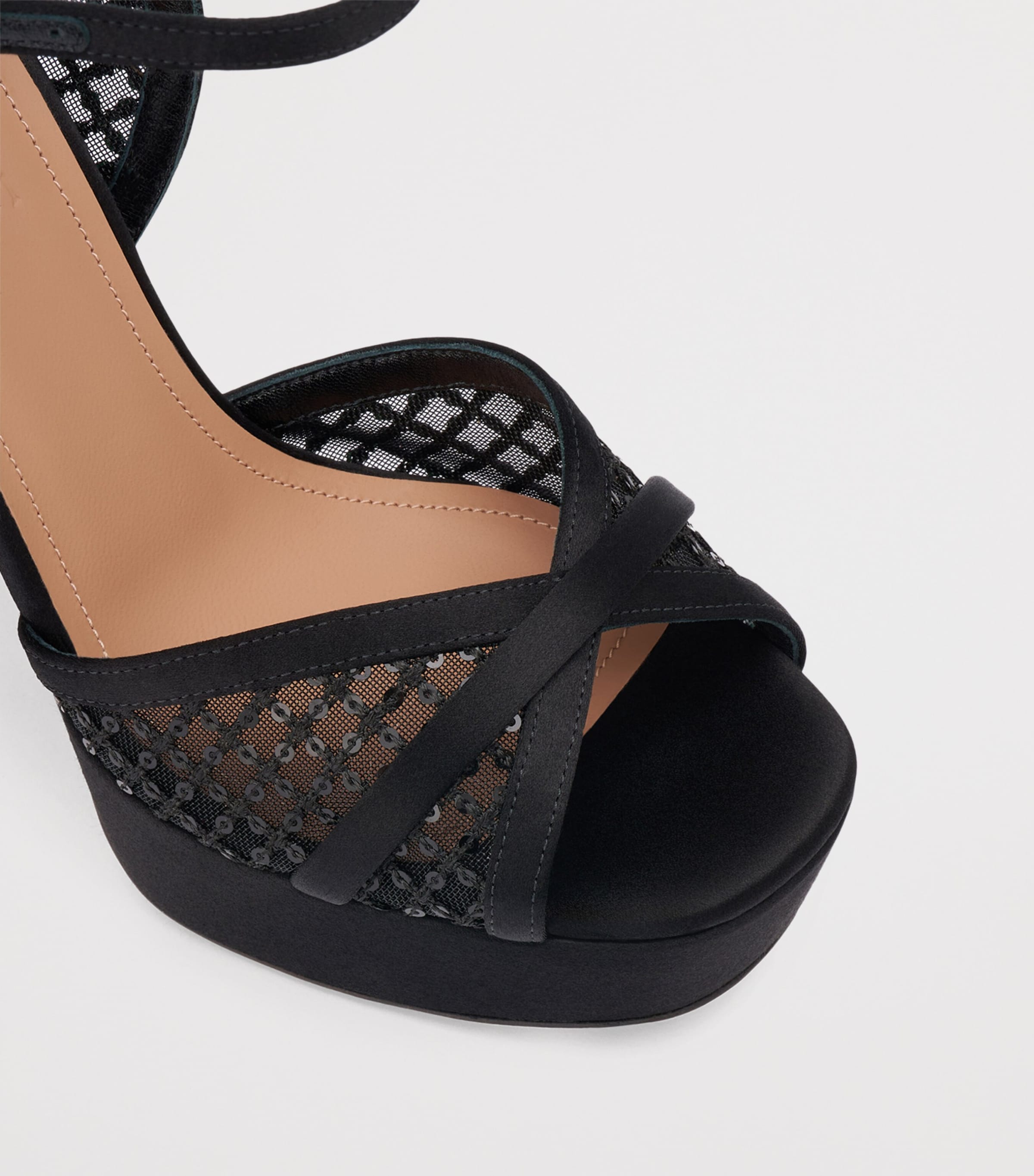 Malone Souliers Sequin Mesh Sylvie Platform Sandals 125 Black Image 5
