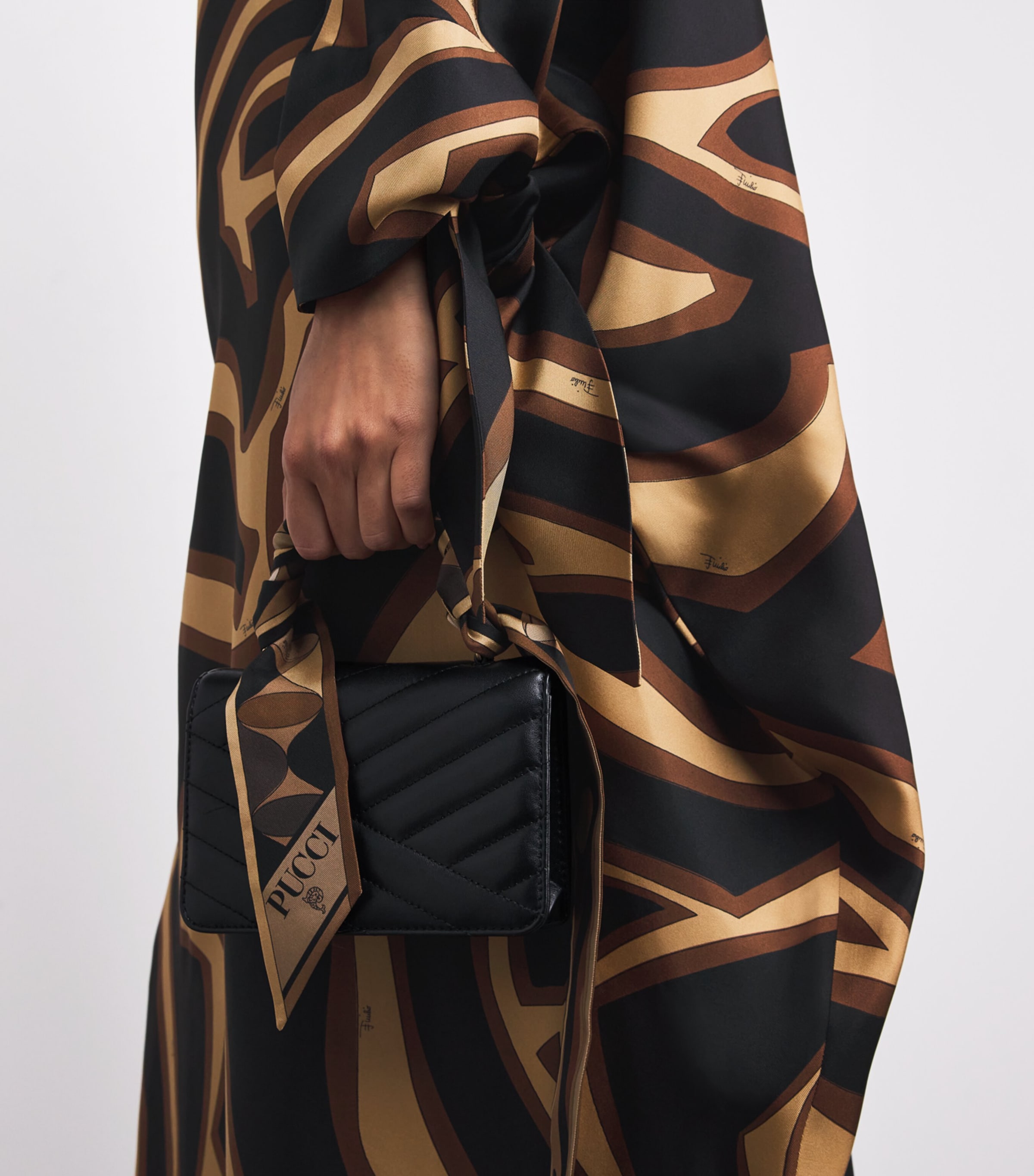 Silk Labirinto Print Maxi Kaftan Dress 049/BLACK GOLD Image 4