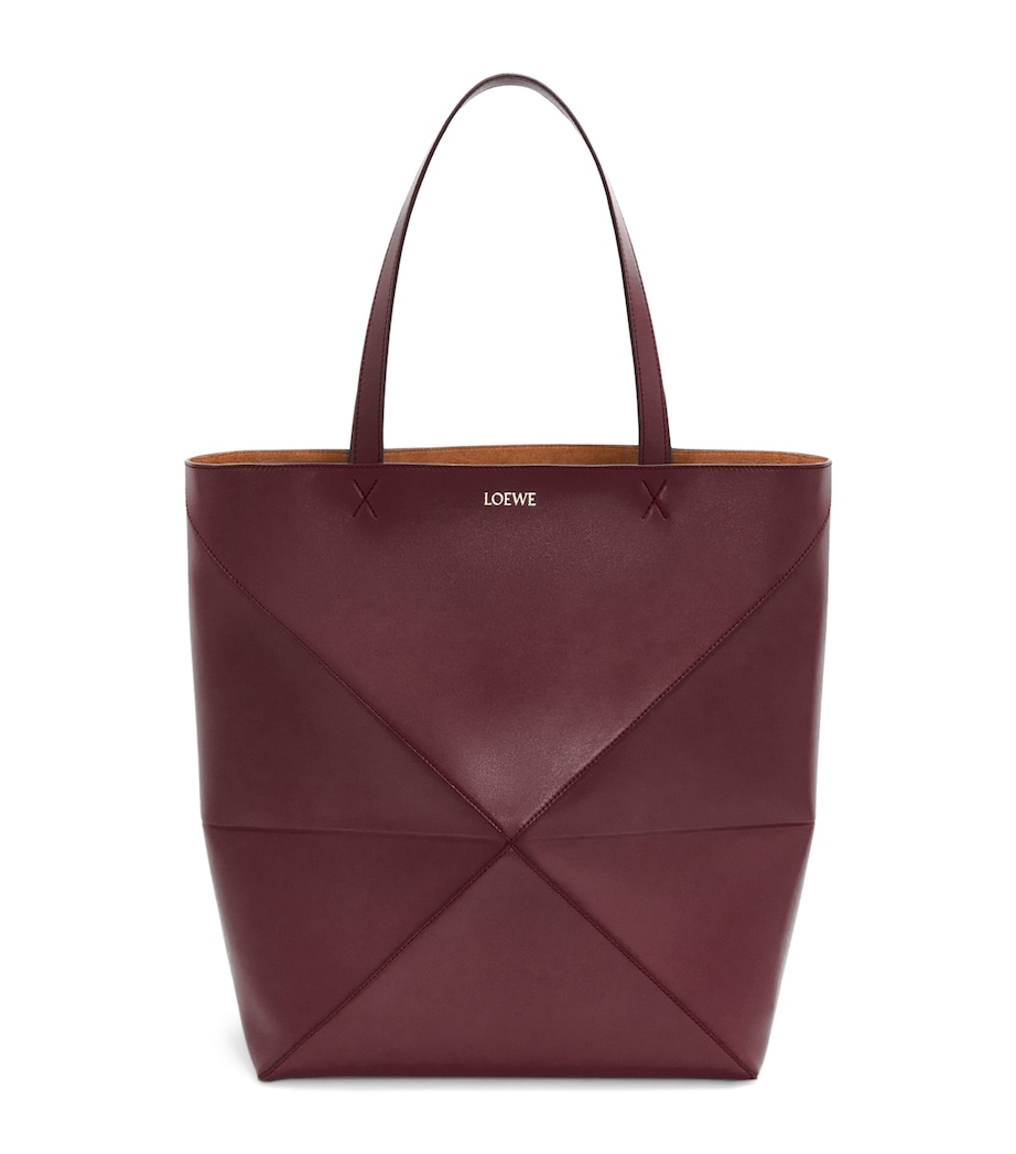 LOEWE Mens XL Leather Puzzle Fold Tote Bag Dark Burgundy Image 1