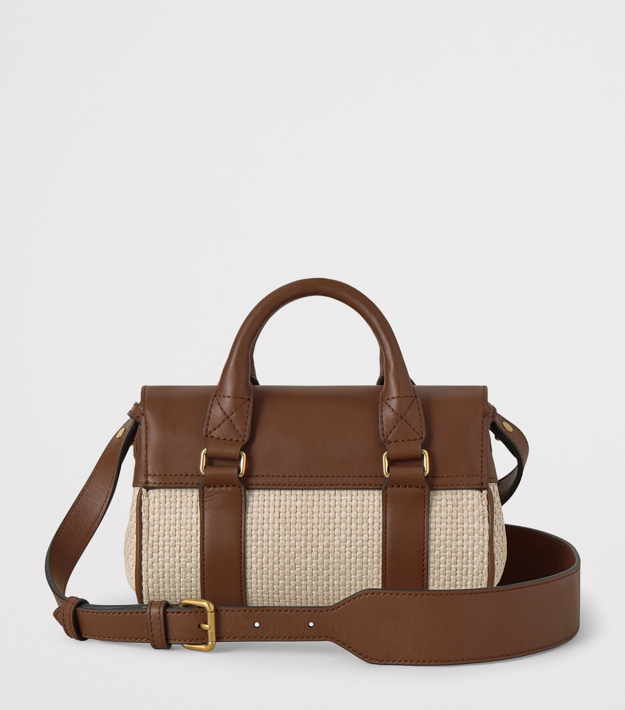 Mulberry Mini Raffia and Leather Bayswater Top-Handle Bag Ecru Bright Oak Image 4