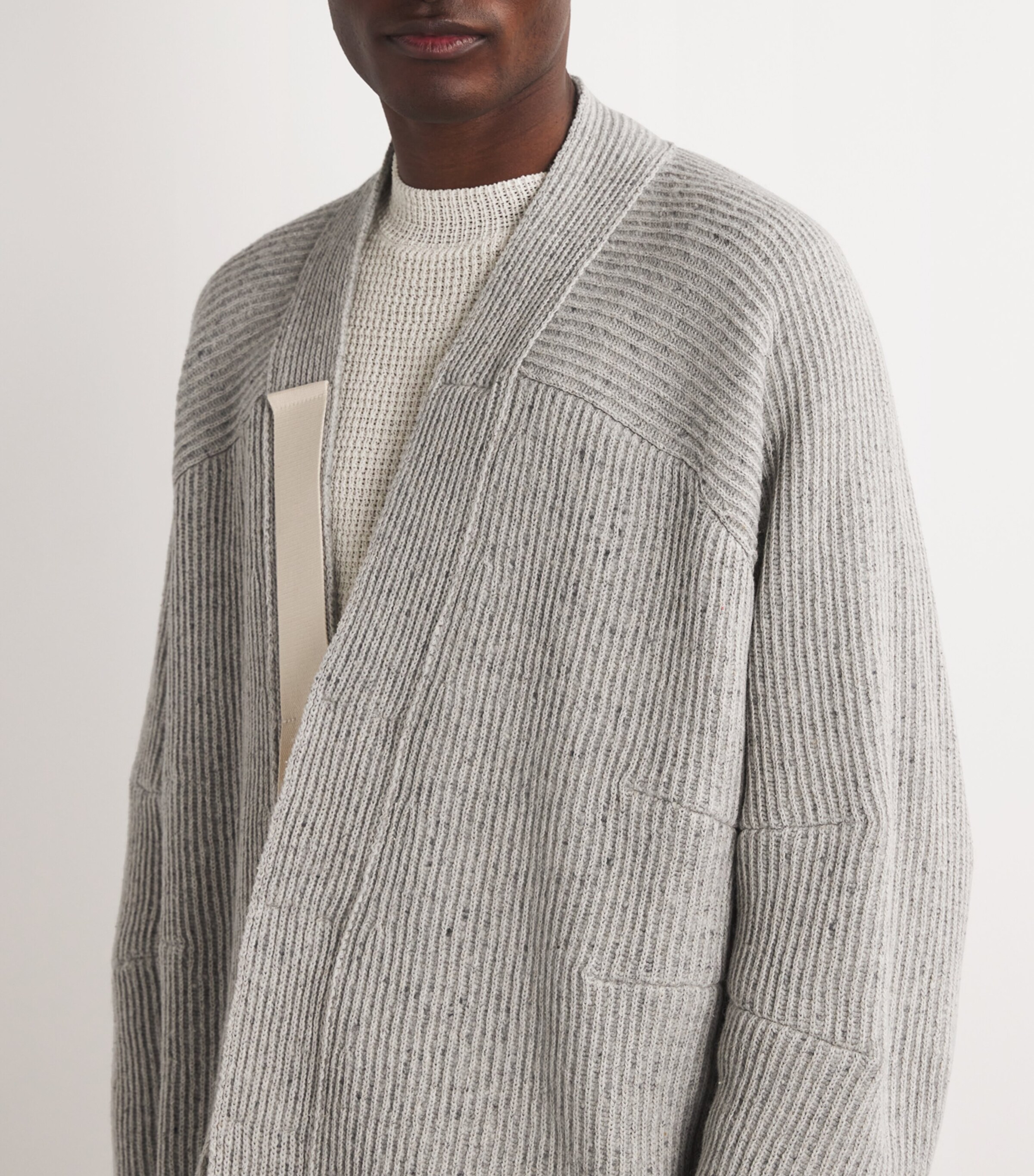 MORDECAI Mens Wool-Blend Oversized Cardigan Melange Image 6