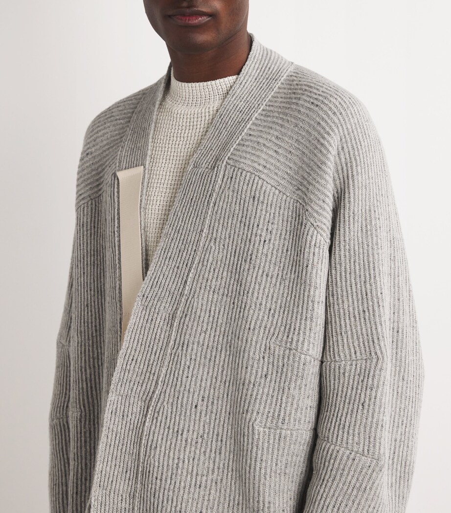 MORDECAI Mens Wool-Blend Oversized Cardigan Melange Image 6