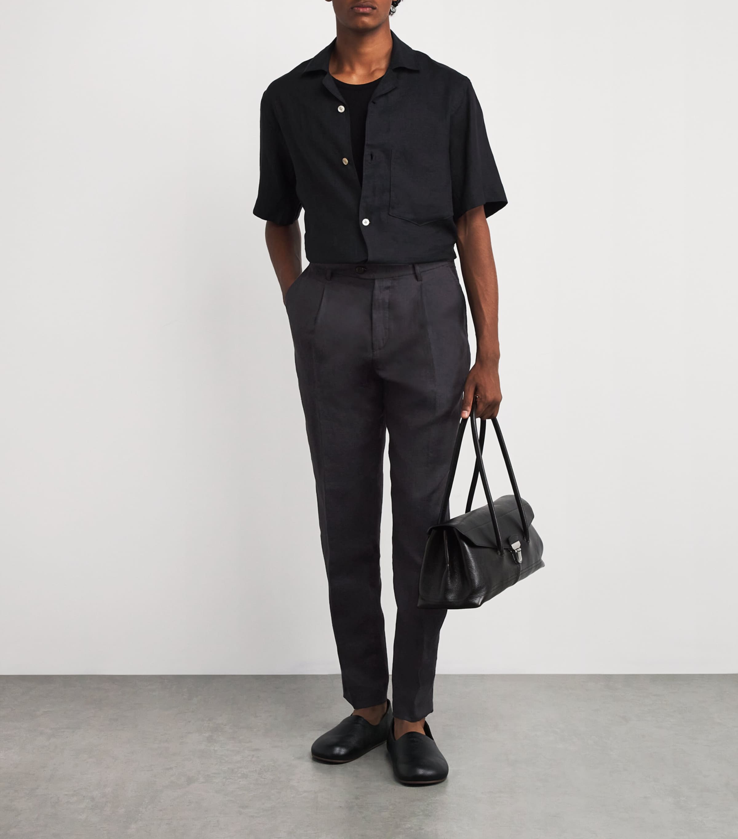 x Harrods Linen Tailored Trousers NERO Image 2