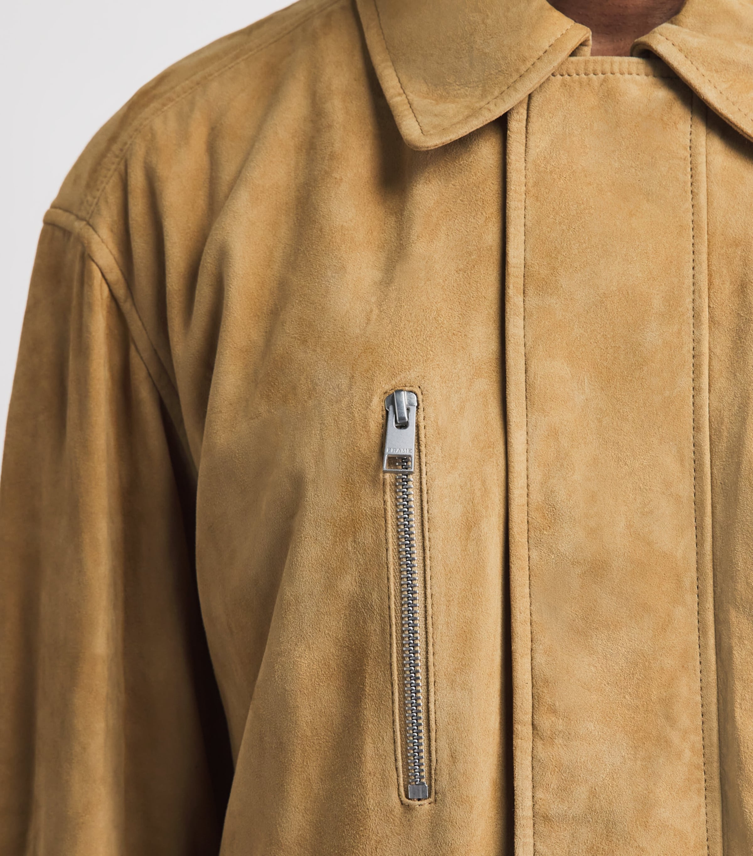 FRAME Womens Suede The Safari Jacket Fawn Image 3